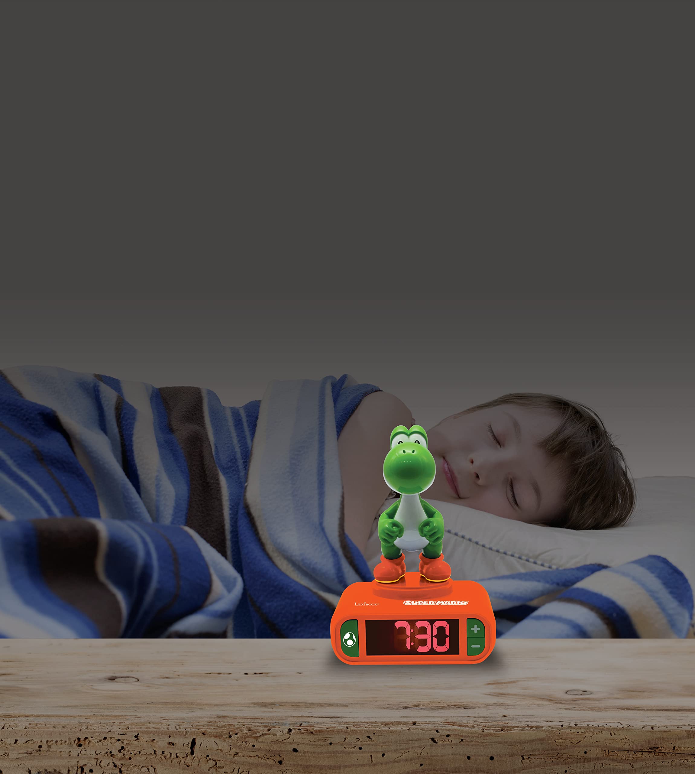 Lexibook Super Mario Yoshi Sound Effects Alarm Clock with Backlit Display & Snooze 4