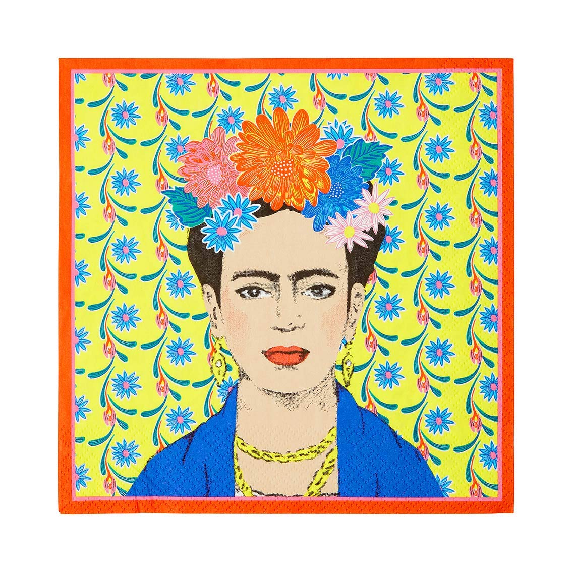 Talking Tables Frida Kahlo Paper Napkins - Yellow, 33cm x 33cm, 20 Pack