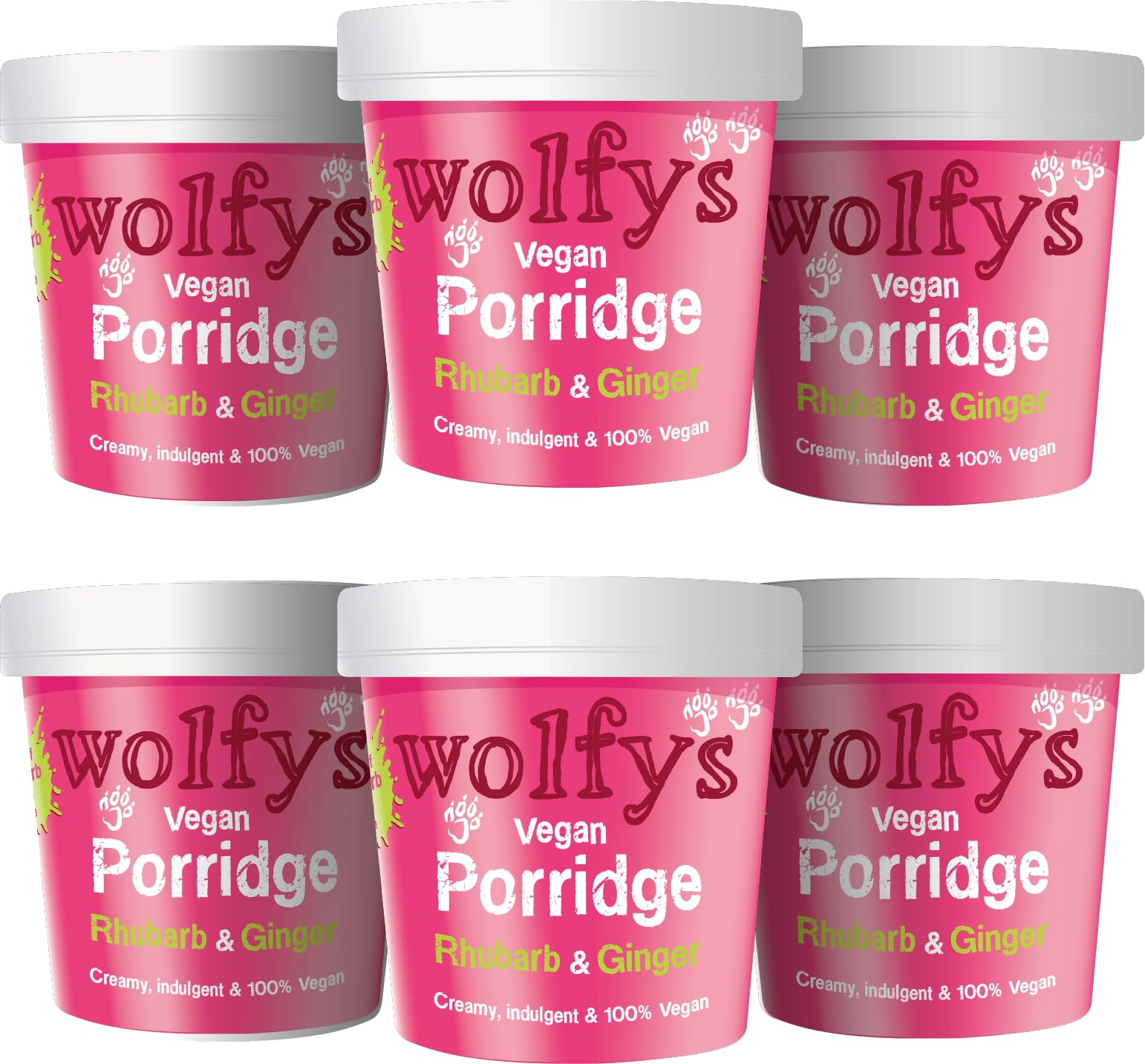 Wolfys - Vegan Porridge with Rhubarb & Ginger Jam, 84g (Pack of 6) 1
