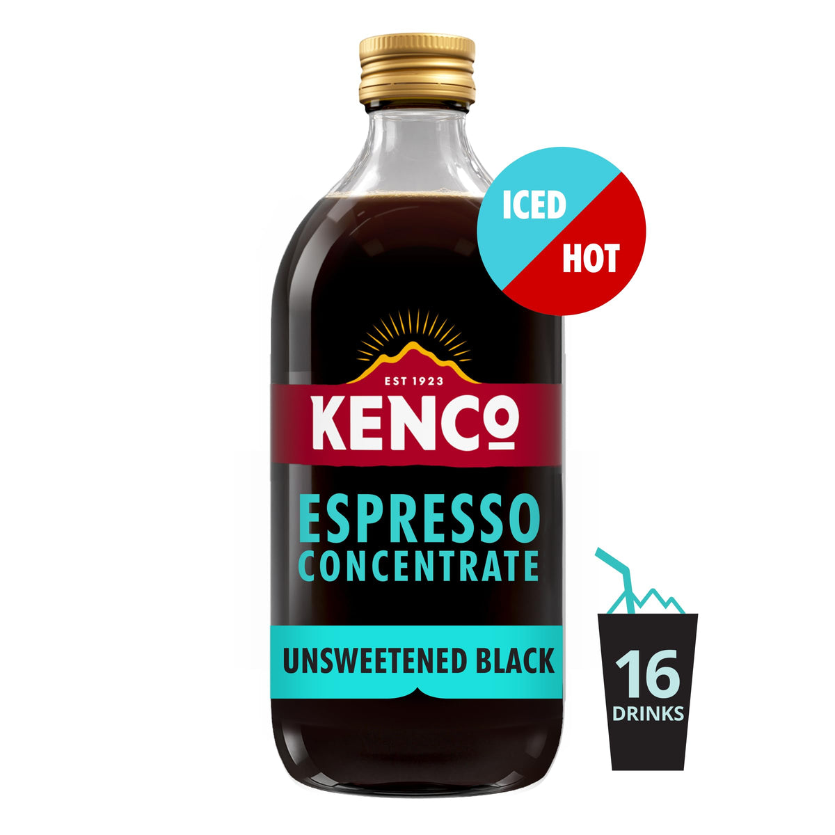 Kenco Espresso Coffee Concentrate, Unsweetened Black - 485ml, 16 Servings