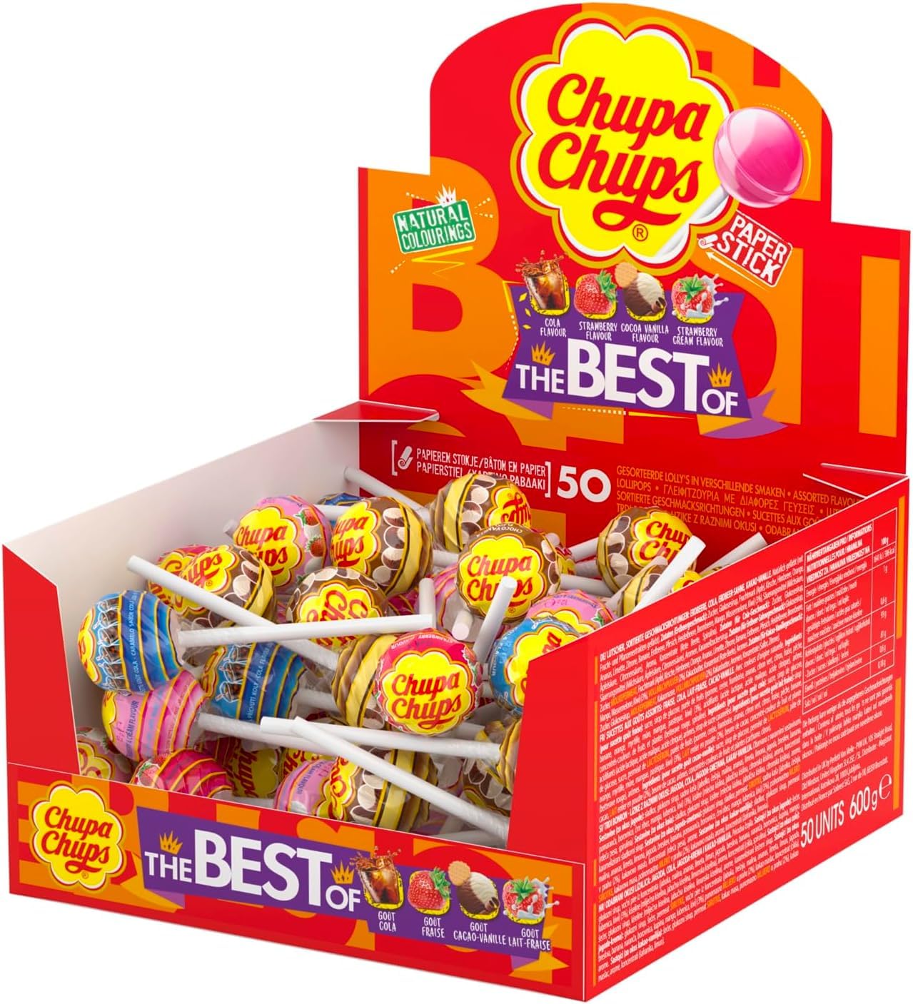 Chupa Chups The Best Of Lollipop Box - 50 Count | 4 Classic Flavours | 714g 1