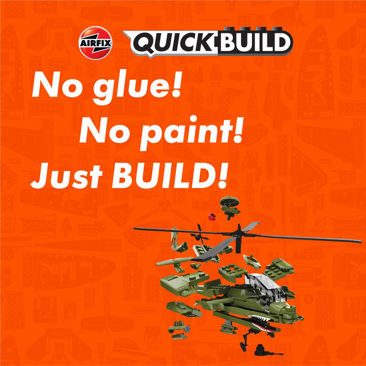 Airfix QUICKBUILD Apache Model Helicopter Kit - J6004, 40-Piece Snap-Fit Aircraft Model for Kids 8+