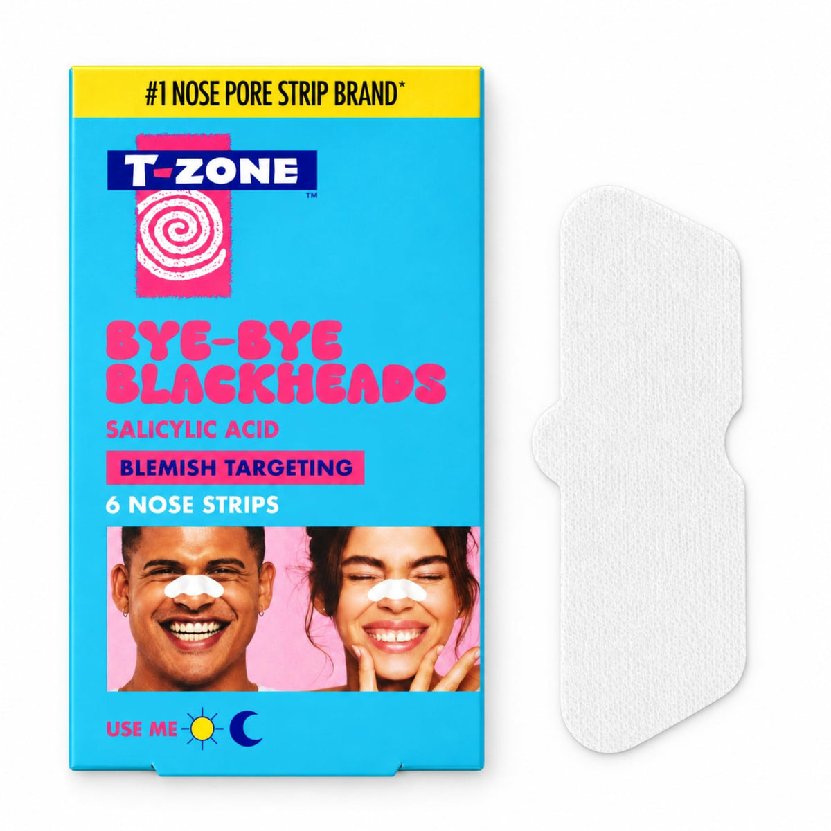 T-Zone Salicylic Acid & Tea Tree Nose Pore Strips - Blackhead Removal | Pack of 6