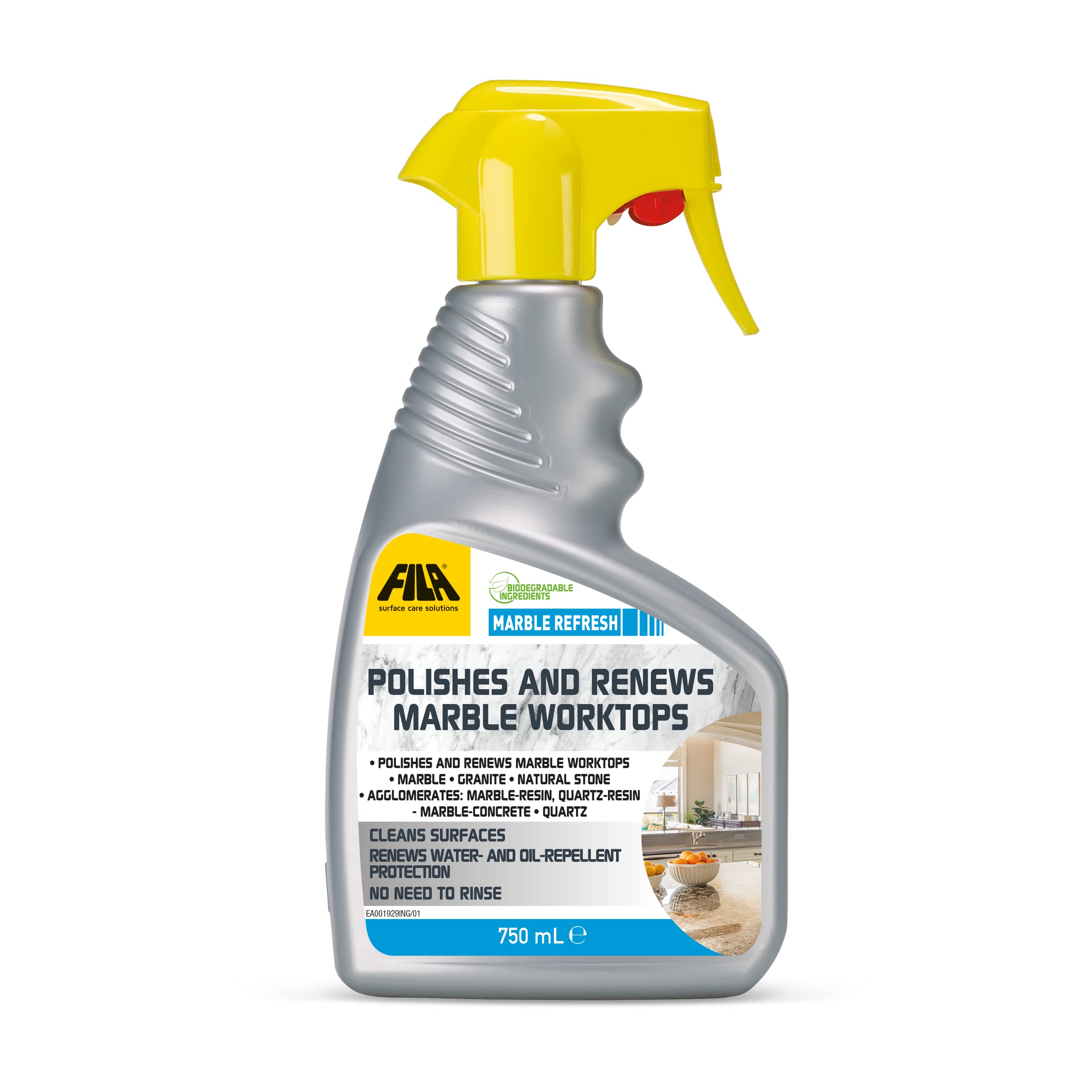 FILA Surface Care Solutions MARBLE REFRESH Marble Cleaner Spray for Worktops | 750 ml 1