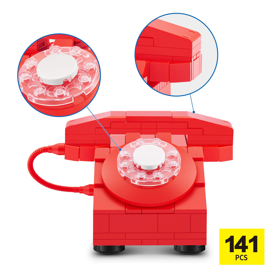 MAX Premium Retro Building Bricks - Telephone Design, 256-Piece Collectible Set for Ages 3+