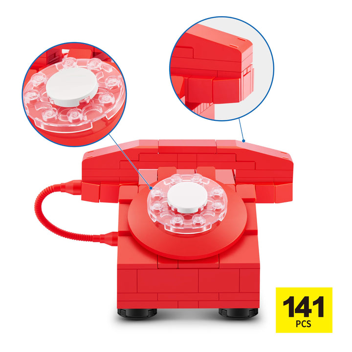 MAX Premium Retro Building Bricks - Telephone Design, 256-Piece Collectible Set for Ages 3+
