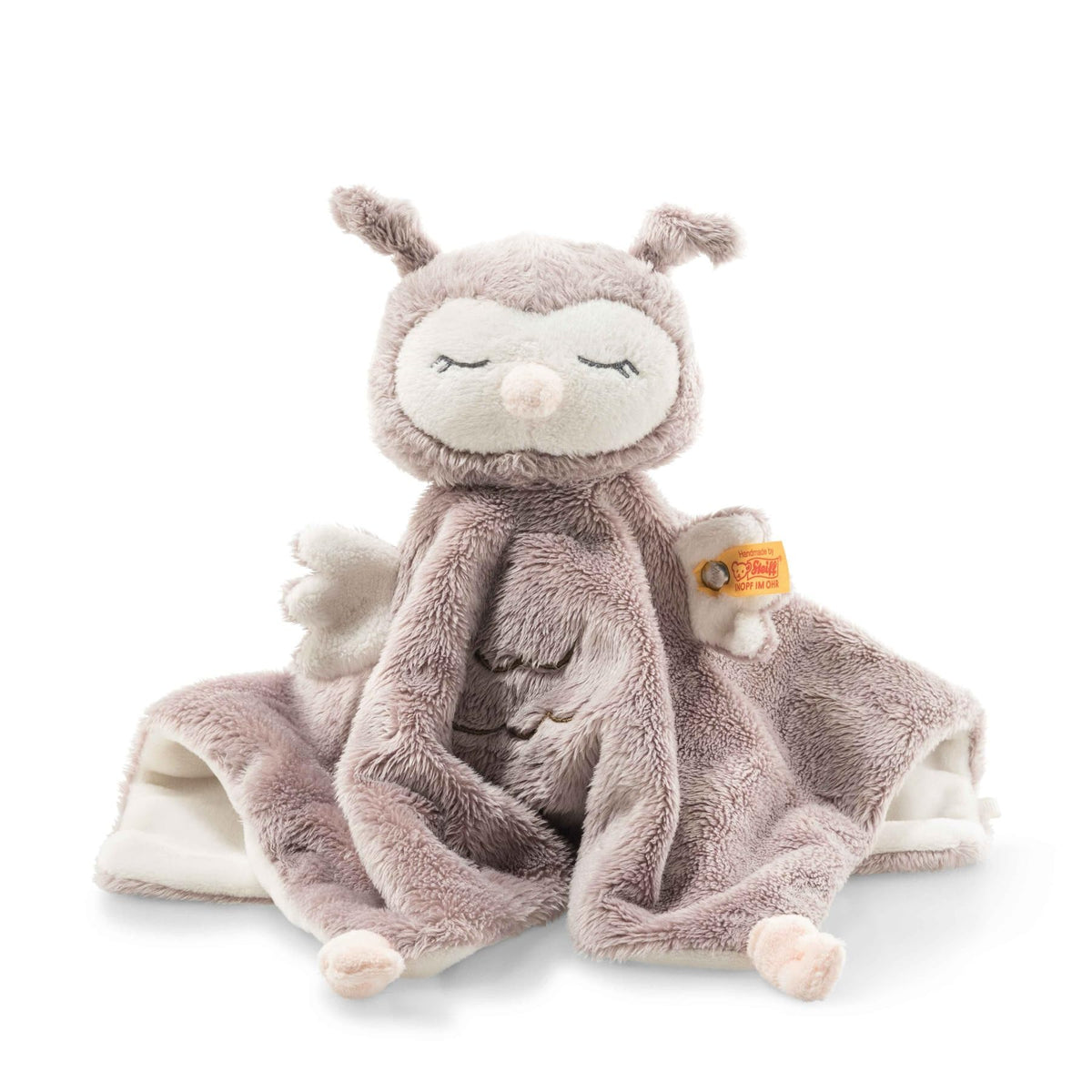 Steiff Ollie Owl Comforter - 26 cm, Rose Brown/Cream