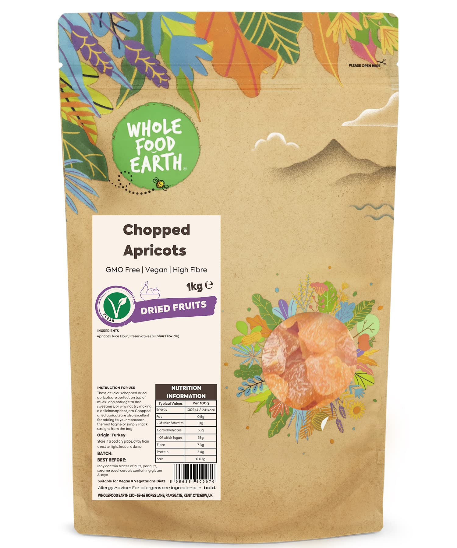 Wholefood Earth - Chopped Apricots (1 kg) 1