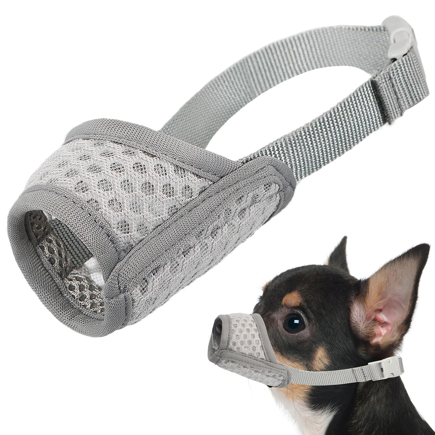 Mayerzon Soft Mesh Dog Muzzle - Breathable, Adjustable, Prevents Biting & Chewing | XXS Size