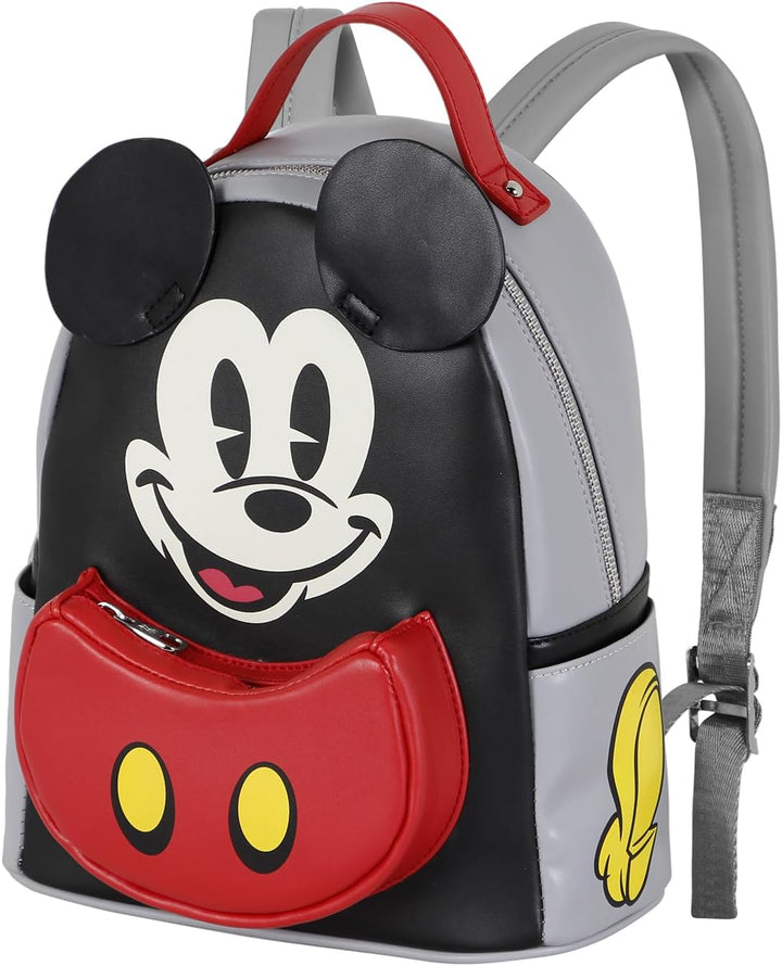 Mickey Mouse Face-Heady Backpack, Black, 15 x 24.5 x 29 cm, Capacity 8 L