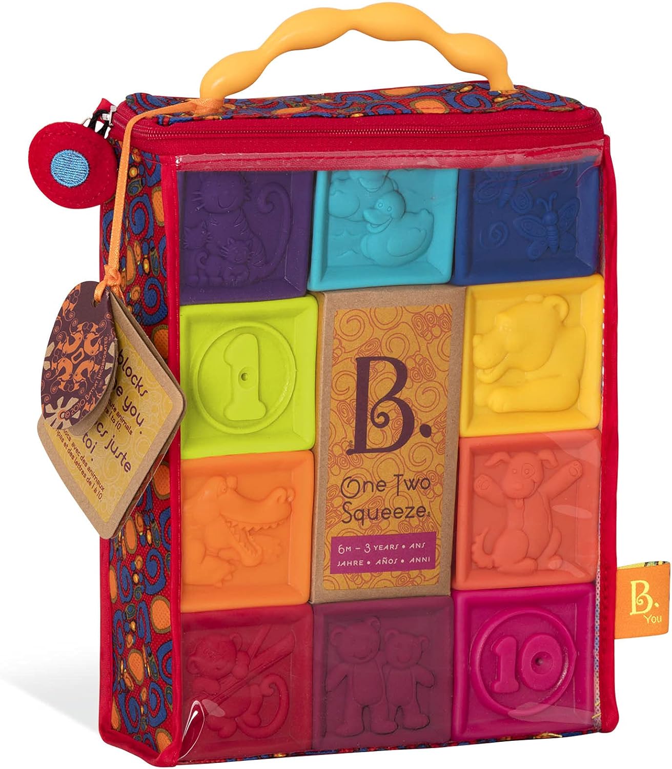 B. Toys One Two Squeeze Baby Blocks - 10 Soft Educational Stacking Blocks for Toddlers 6 Months+