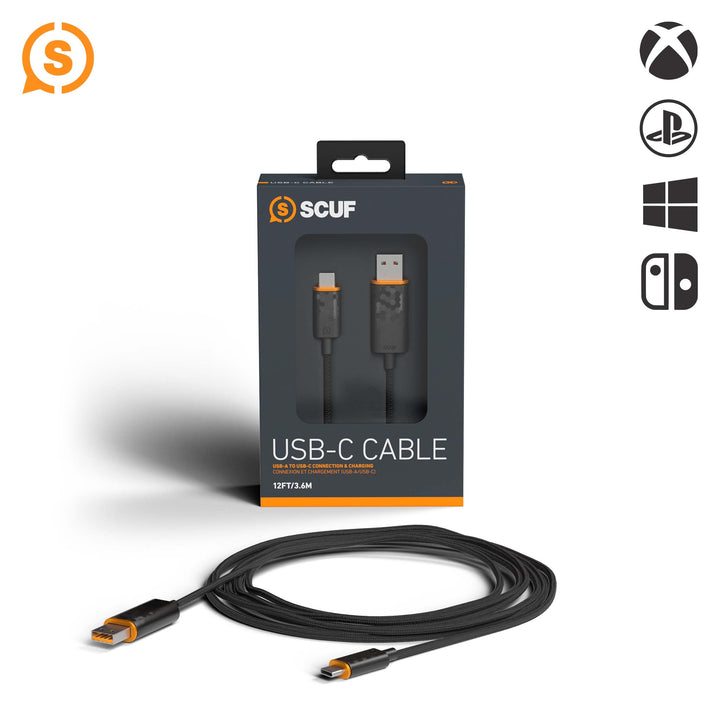 SCUF Braided USB-C Cable – 6ft / 2m for Xbox Controllers, Fast Charging & Reliable Connection