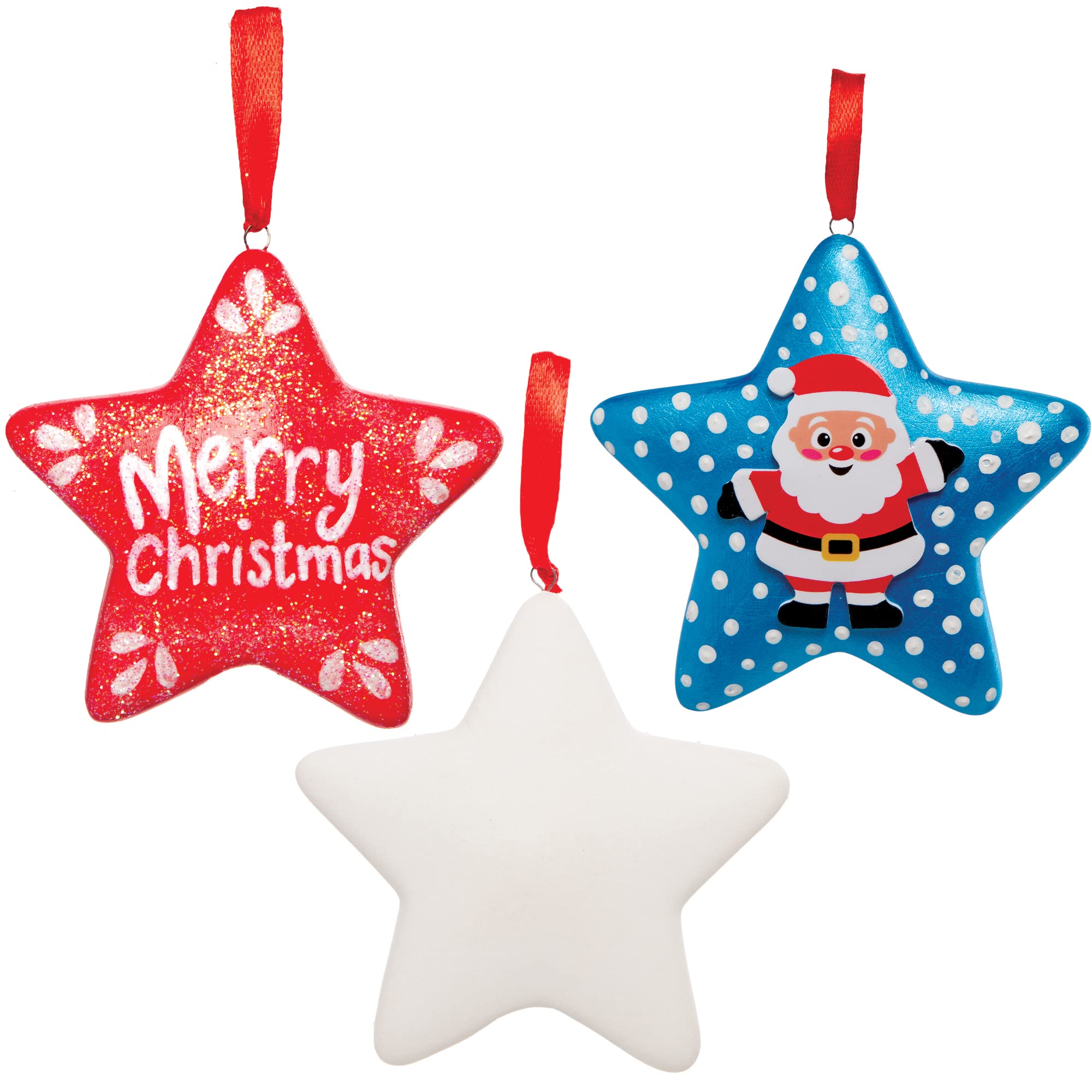 Baker Ross FC109 Christmas Star Ceramic Baubles - Pack of 4, Make Your Own Craft Kit 3