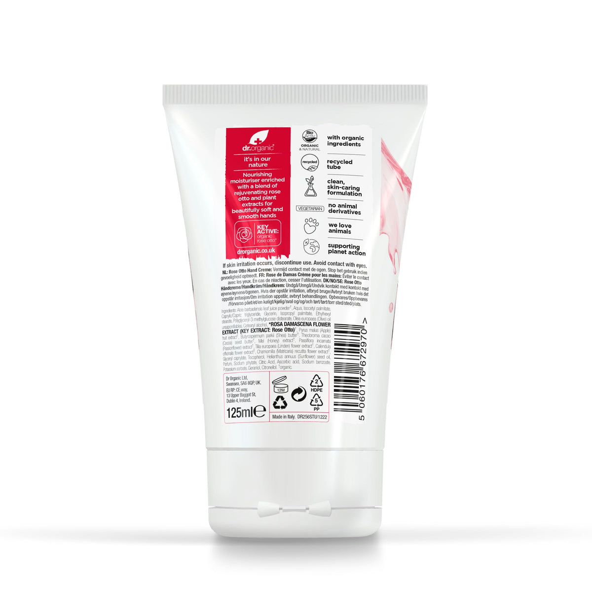 Dr. Organic Rose Otto Hand & Nail Cream - 125 ml
