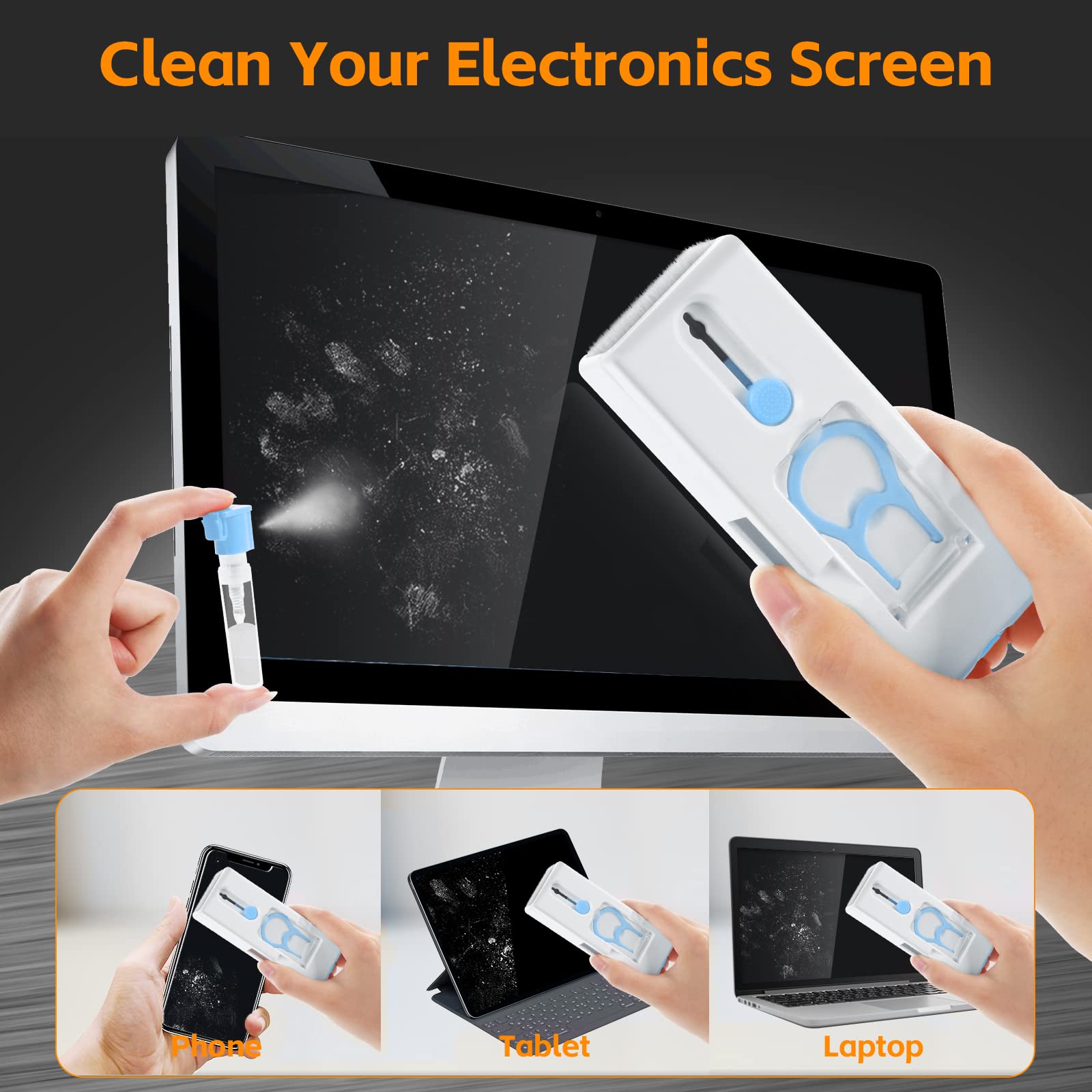 Alyvisun 11 in 1 Electronics Cleaning Kit - Multifunctional Keyboard Brush, Keycap Puller & Microfibre Cloth | Blue 6