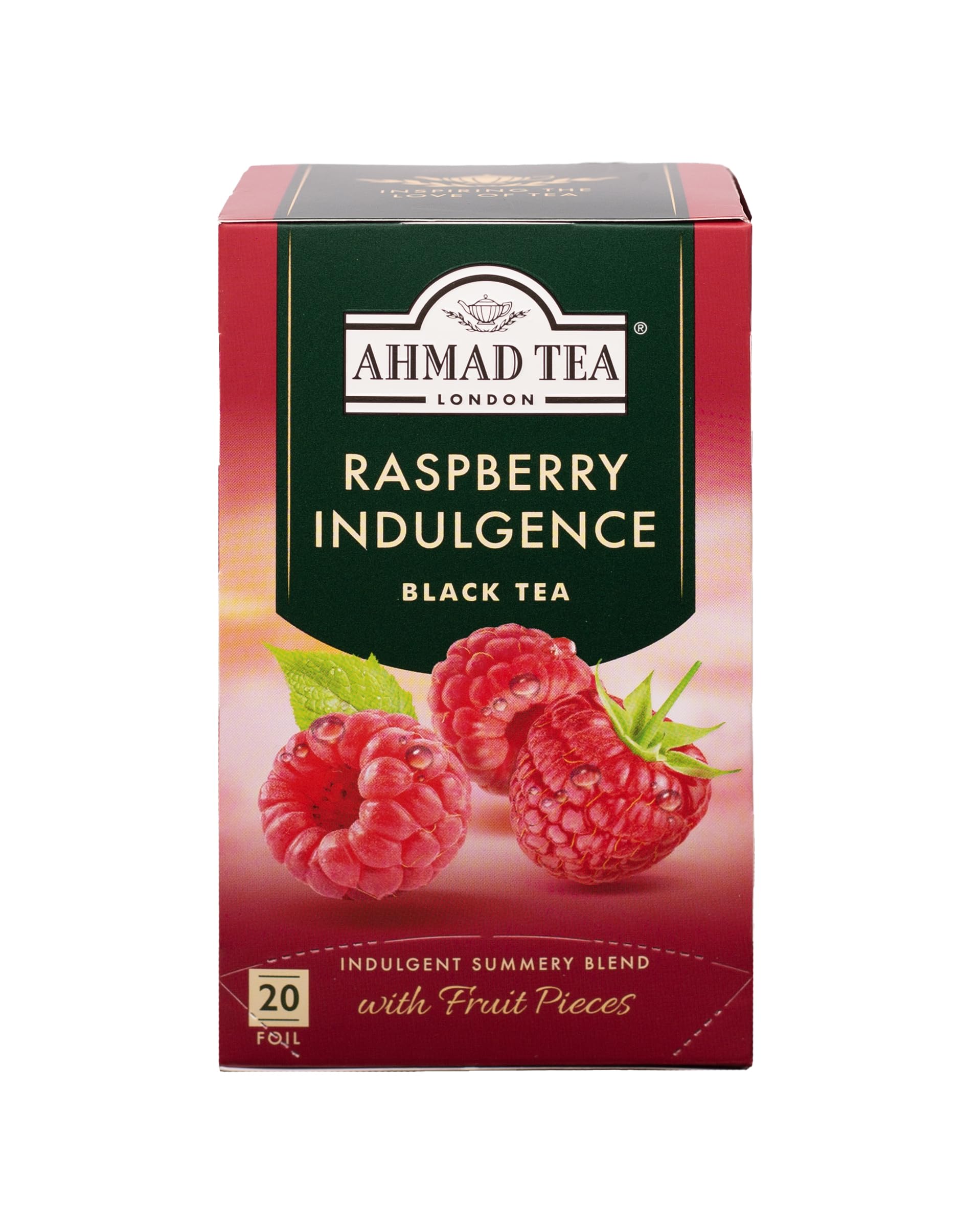 Ahmad Tea Raspberry Indulgence Fruit Black Tea - 20 Teabags | 40g | Sugar-Free