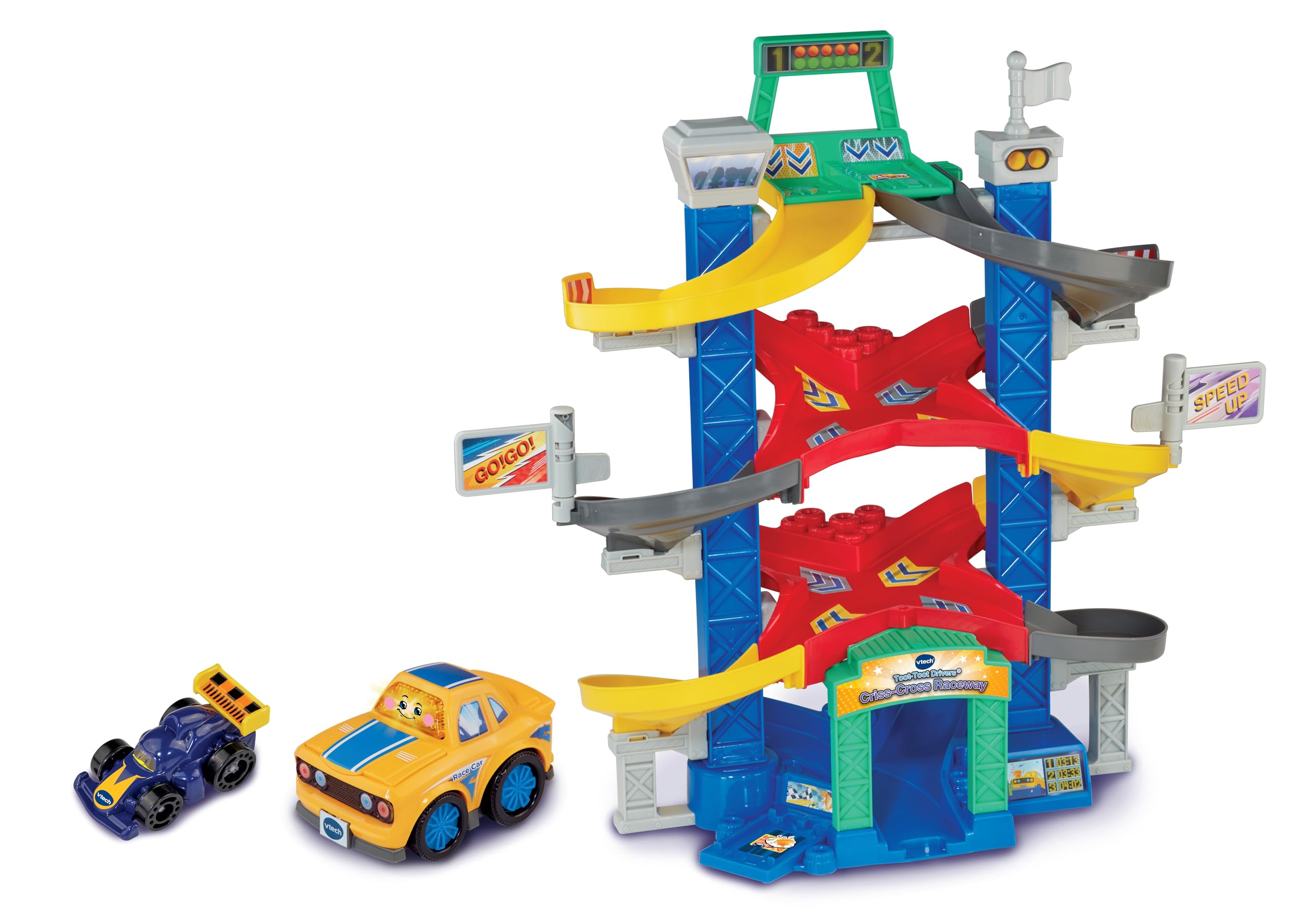 VTech Toot-Toot Drivers Criss-Cross Raceway - Interactive Toy Car Playset with Spiral Track & Crash Zones 1
