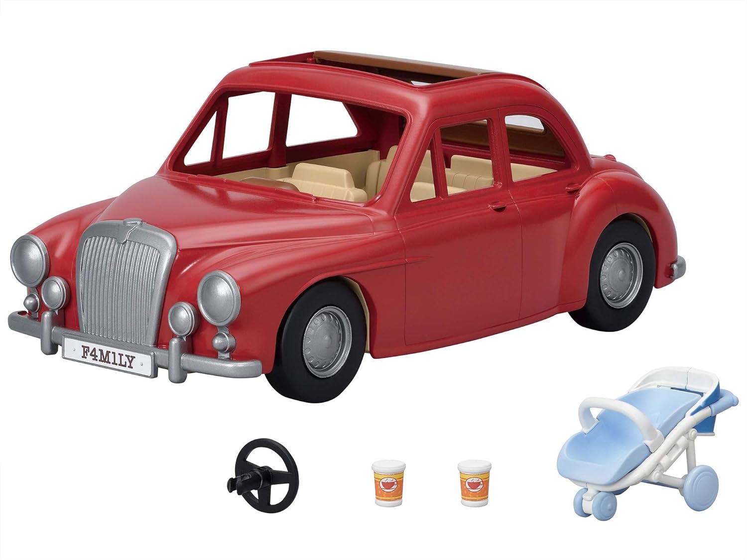 Sylvanian Families 5448 Family Cruising Car Vehicle Playset - Convertible Car with Removable Roof & Baby Buggy 1