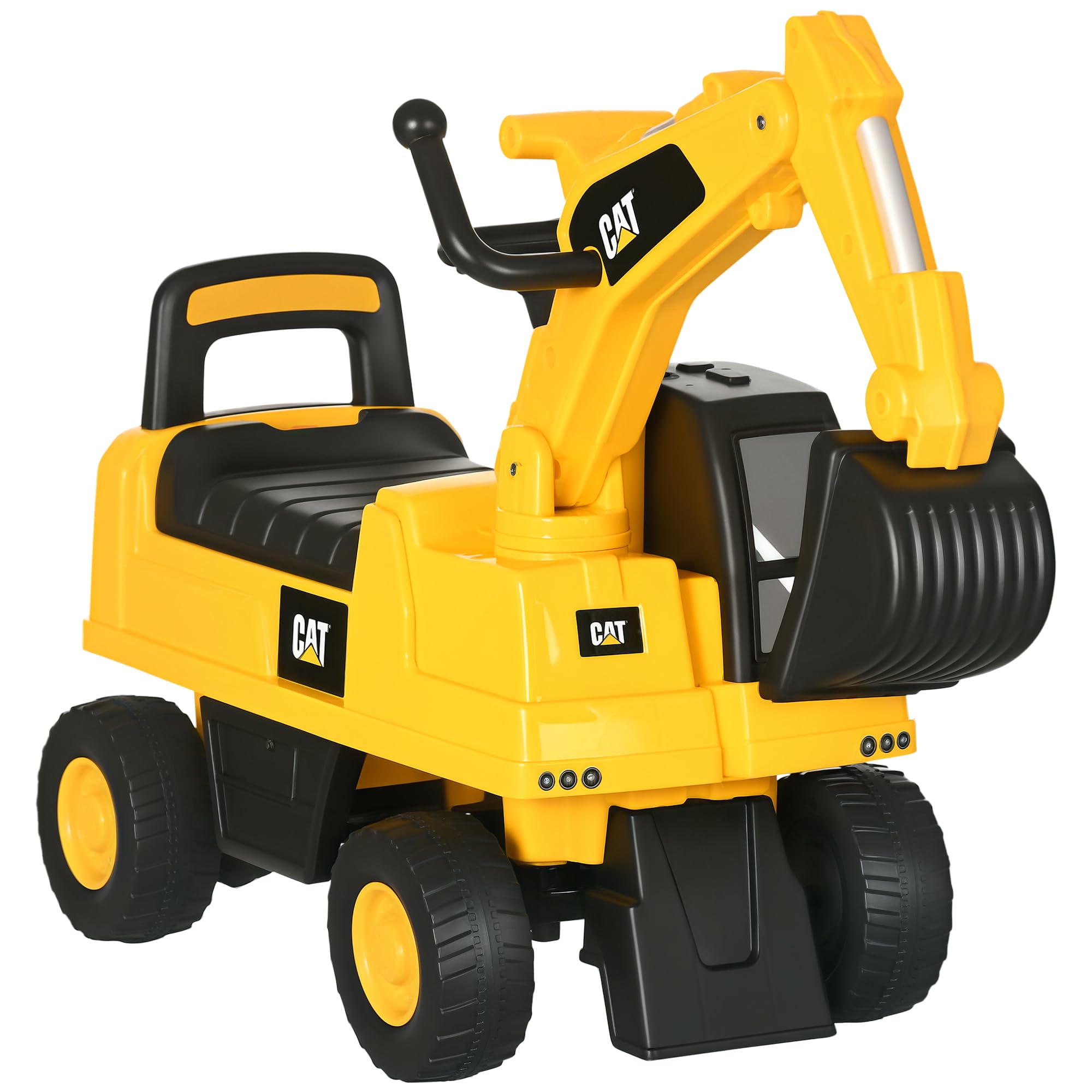 HOMCOM CAT Licensed Kids Ride-On Digger Toy | Foot-Powered | Ages 1-3 Years | Max Load 25kg