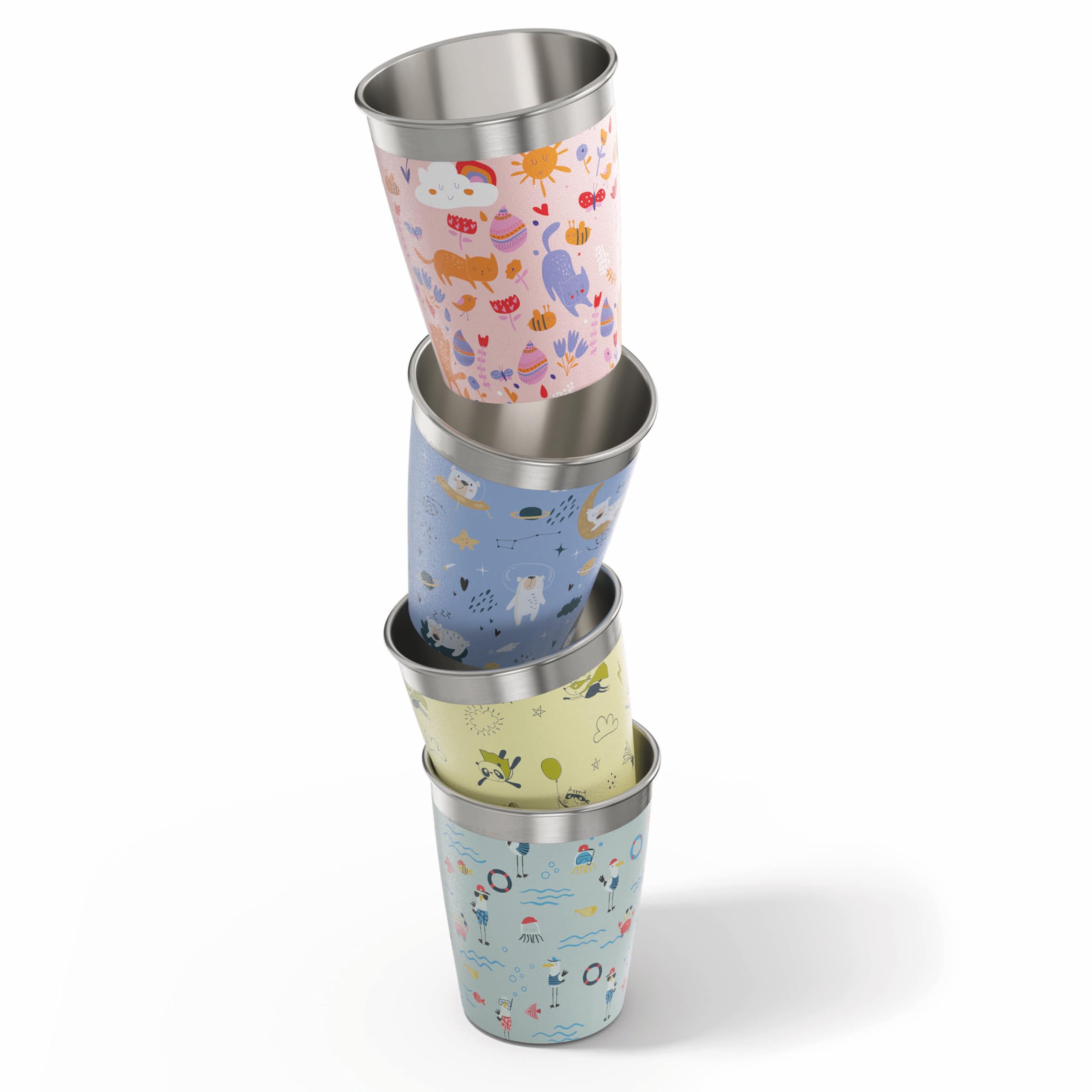 Sigg Kids Cup Set - 4x 0.35L Stainless Steel Drinking Cups, Daydream Design