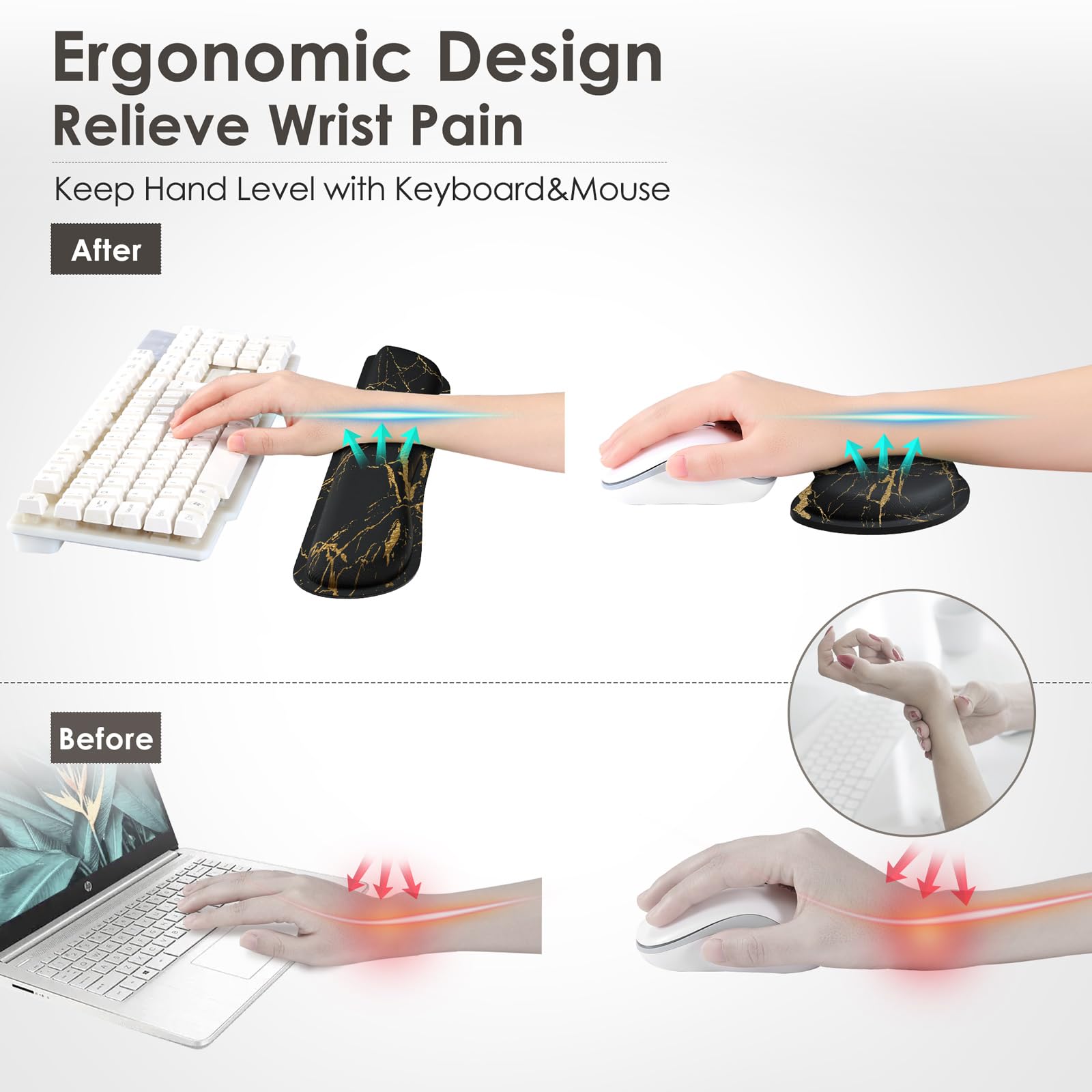 Gimars Upgrade Enlarge Silky Memory Foam Wrist Rest for Keyboard | 3CM Ultra Thick | Non-Slip 5