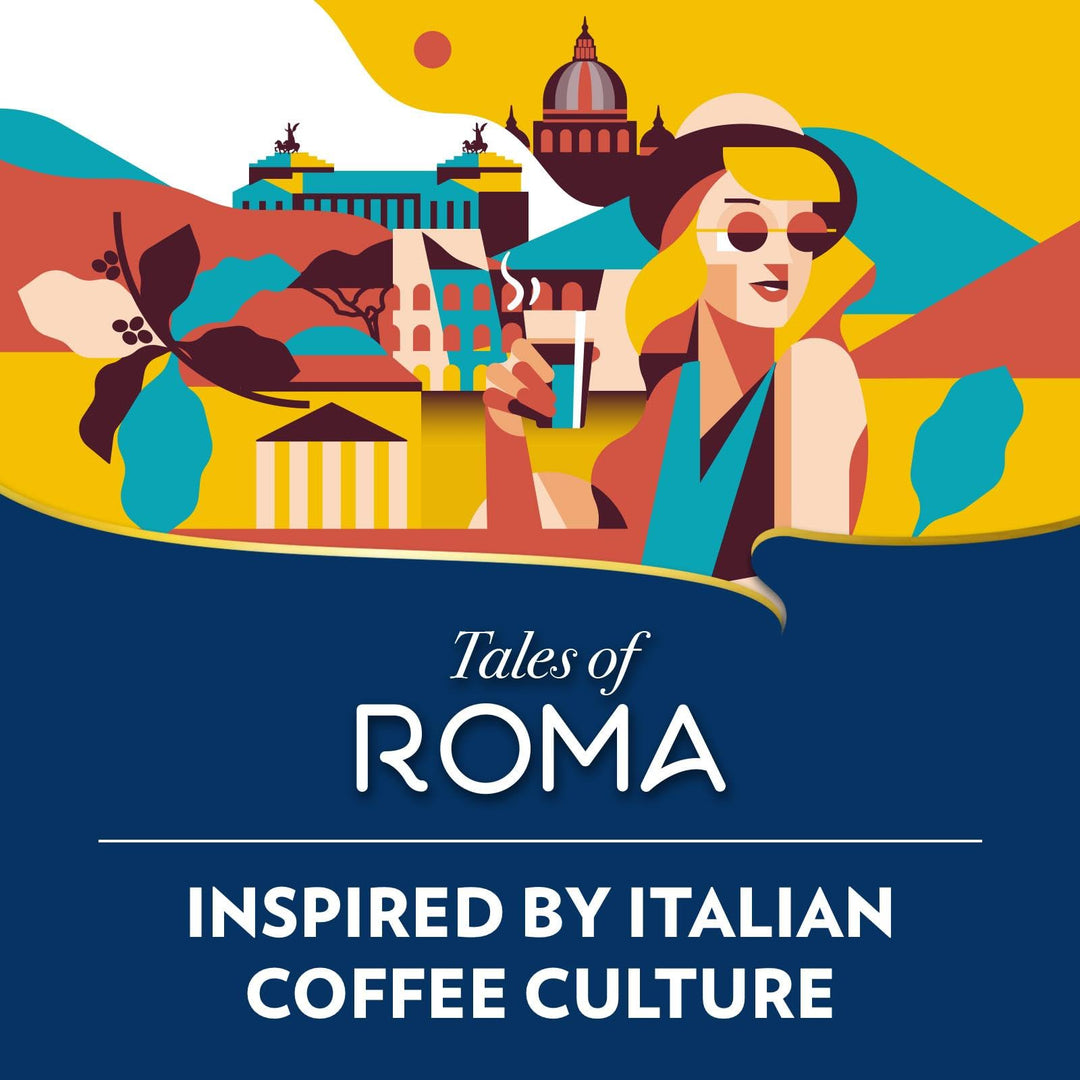 Lavazza Tales of Roma Coffee Ground - Aromatic Notes of Hazelnut and Dark Chocolate, Ideal for Moka Pots, 200 g