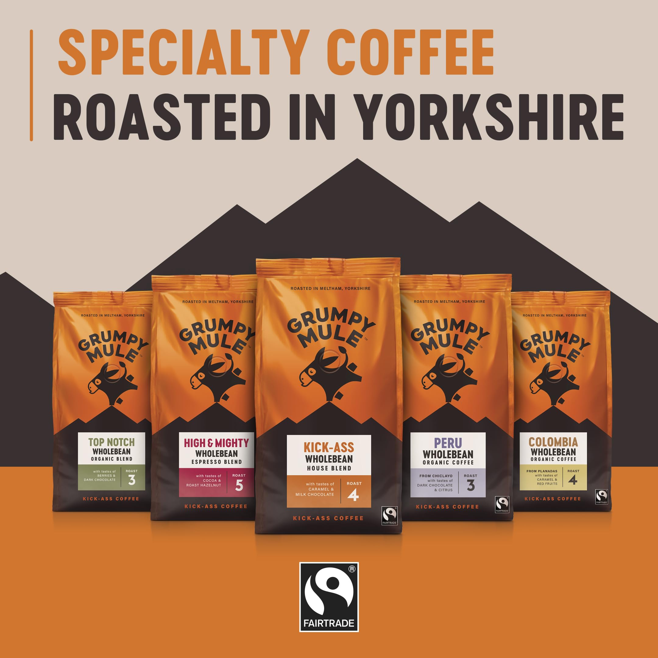 Grumpy Mule High and Mighty Espresso Blend Whole Coffee Beans - Fairtrade Arabica Coffee with Cocoa and Hazelnut Notes 10