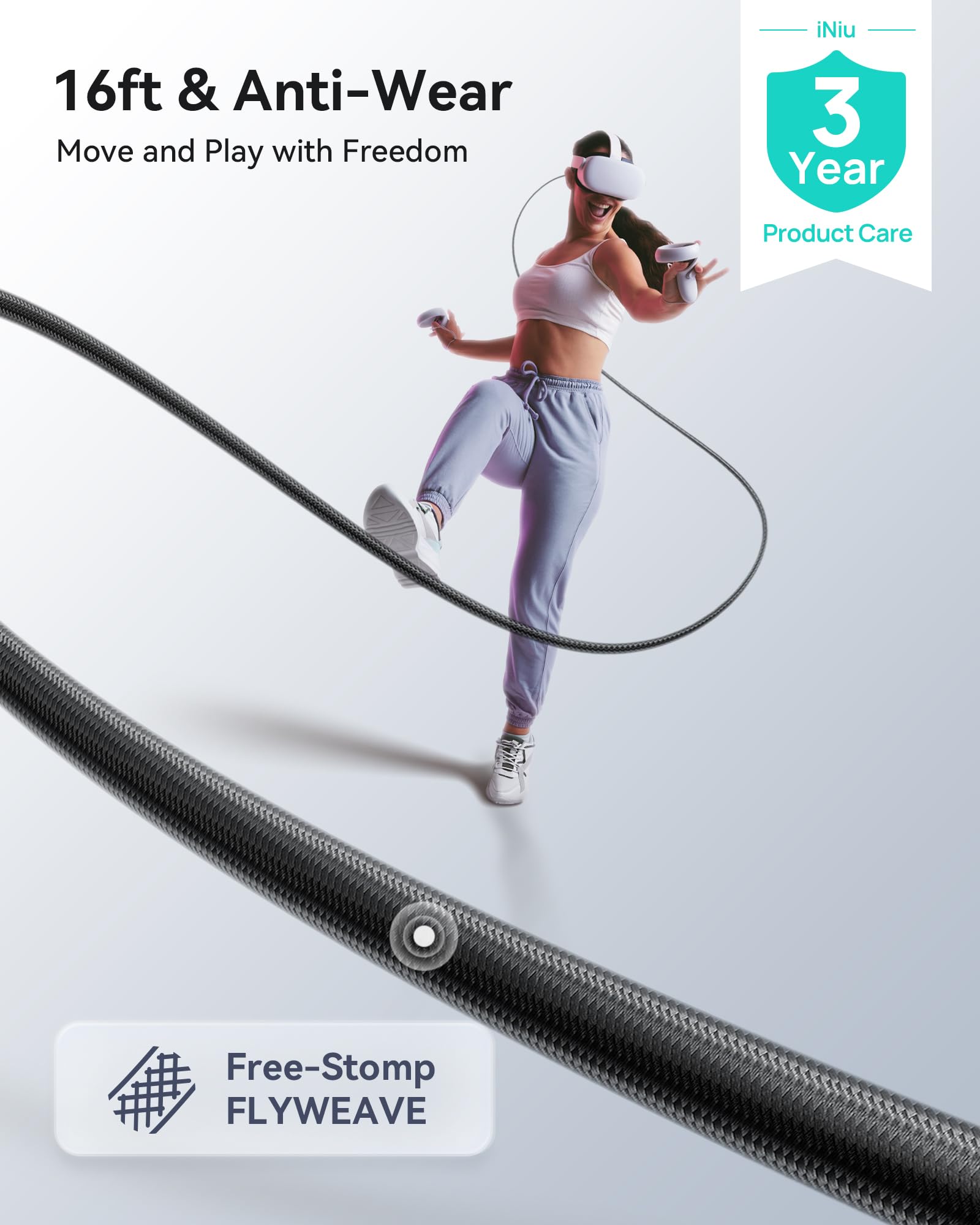 INIU 5M VR Link Cable with Separate Charging Port, USB 3.0 to USB C Cable f 6