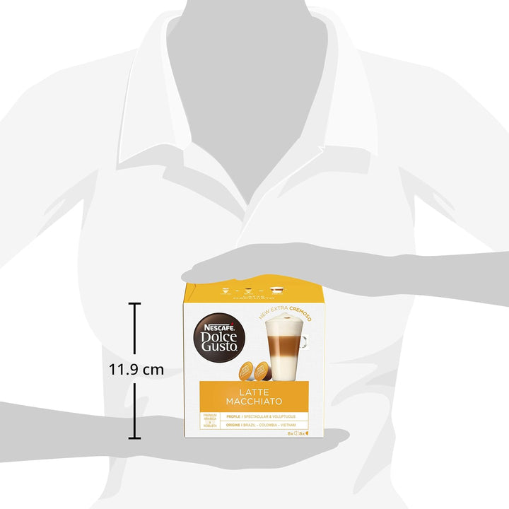 Nescafé Dolce Gusto Latte Macchiato Coffee Pods, 3 x 16 Capsules (48 Total) - Whole Milk & Arabica-Robusta Blend