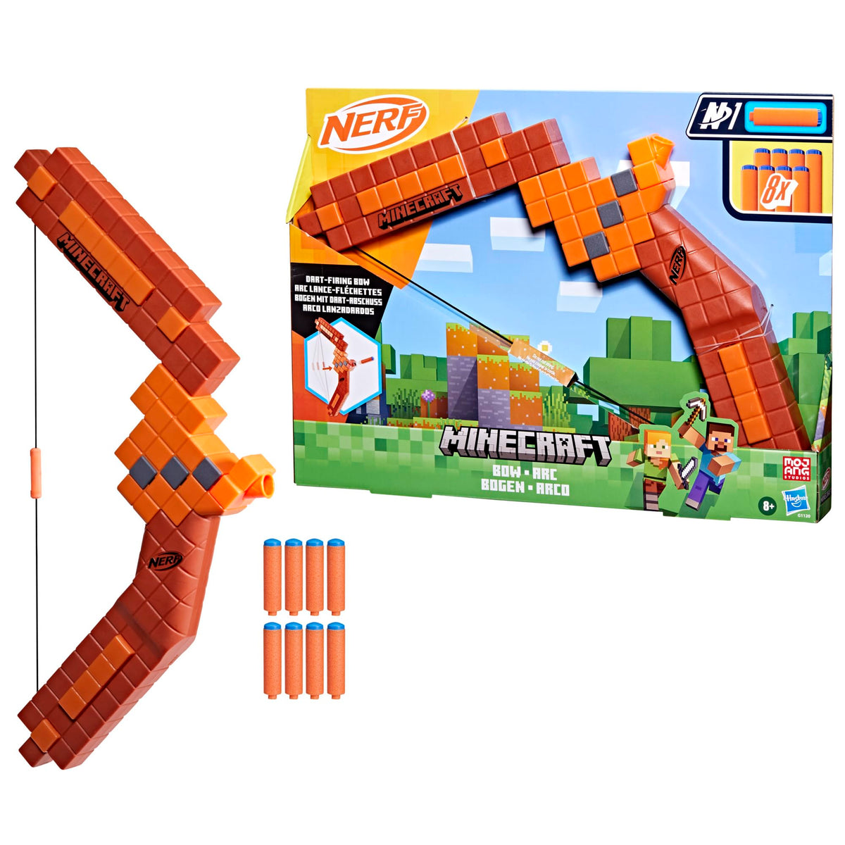Nerf Minecraft Bow Dart Blaster - String Priming, Includes 8 N1 Darts, Ages 8+ 2
