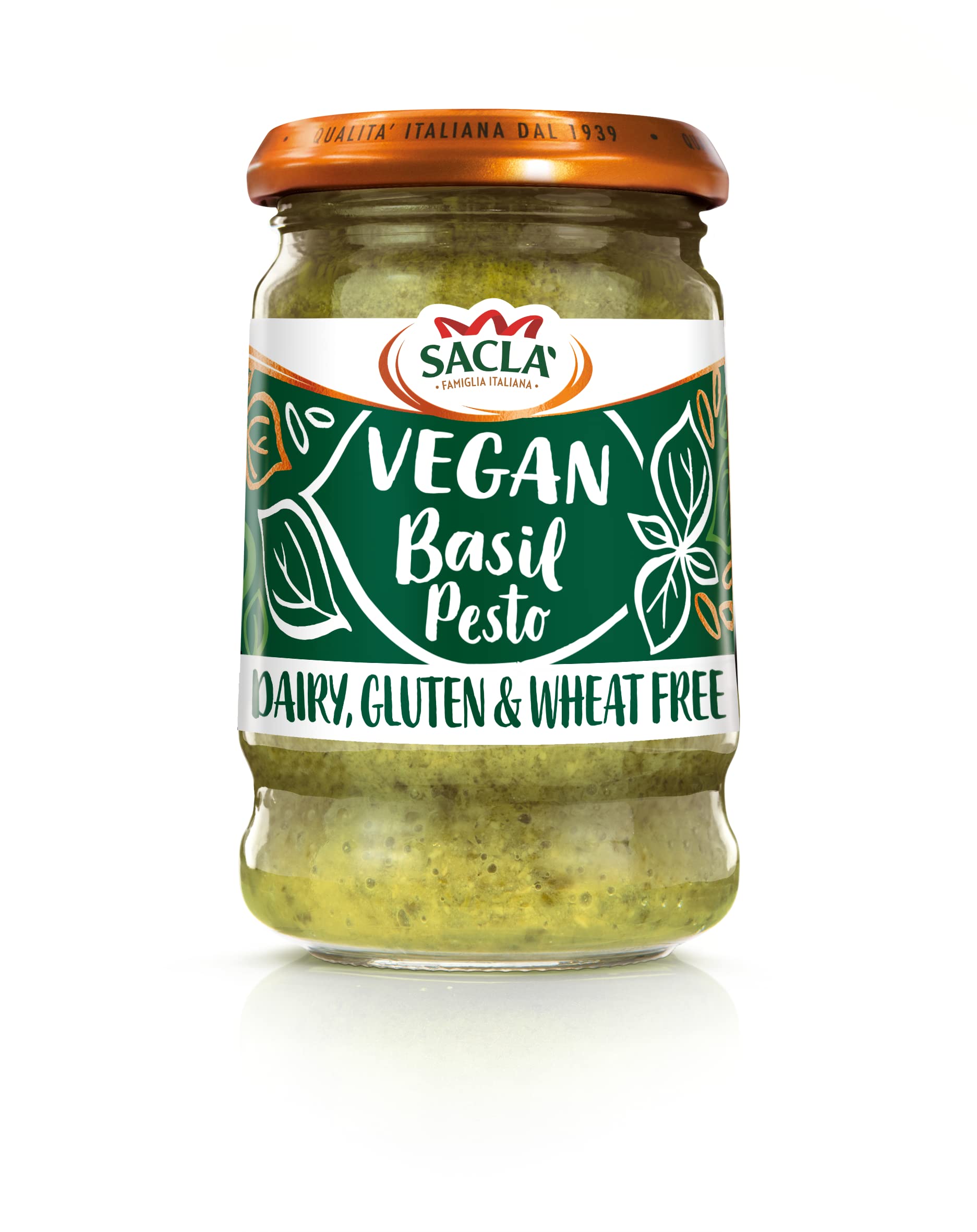 Sacla Vegan Basil Pesto - Authentic Italian Flavor | 190g Jar 1