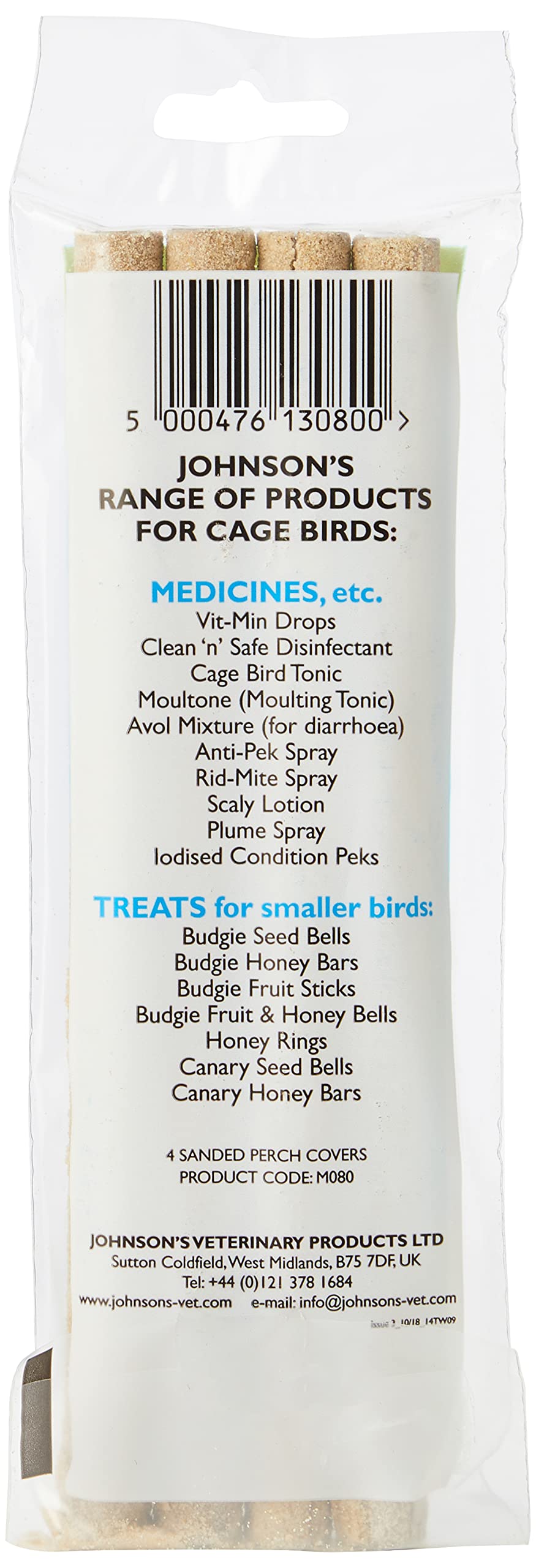 Johnson's Vet Sanded Perch Covers for Budgies & Canaries - Trim Nails | Pack of 4 | Small 2