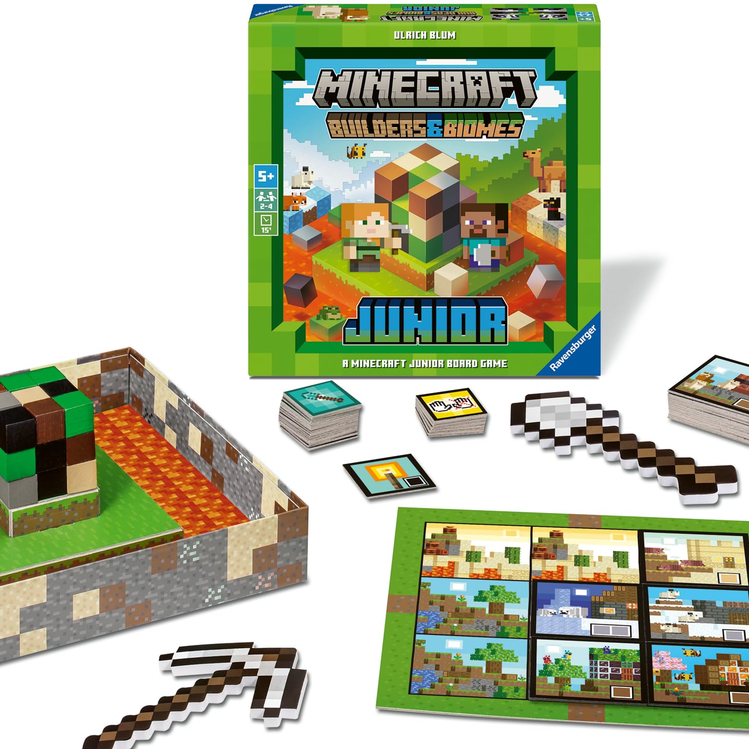 Ravensburger Minecraft Builders & Biomes Junior Board Game - Cooperative Play for Ages 5+ | 2-4 Players | 20 Min