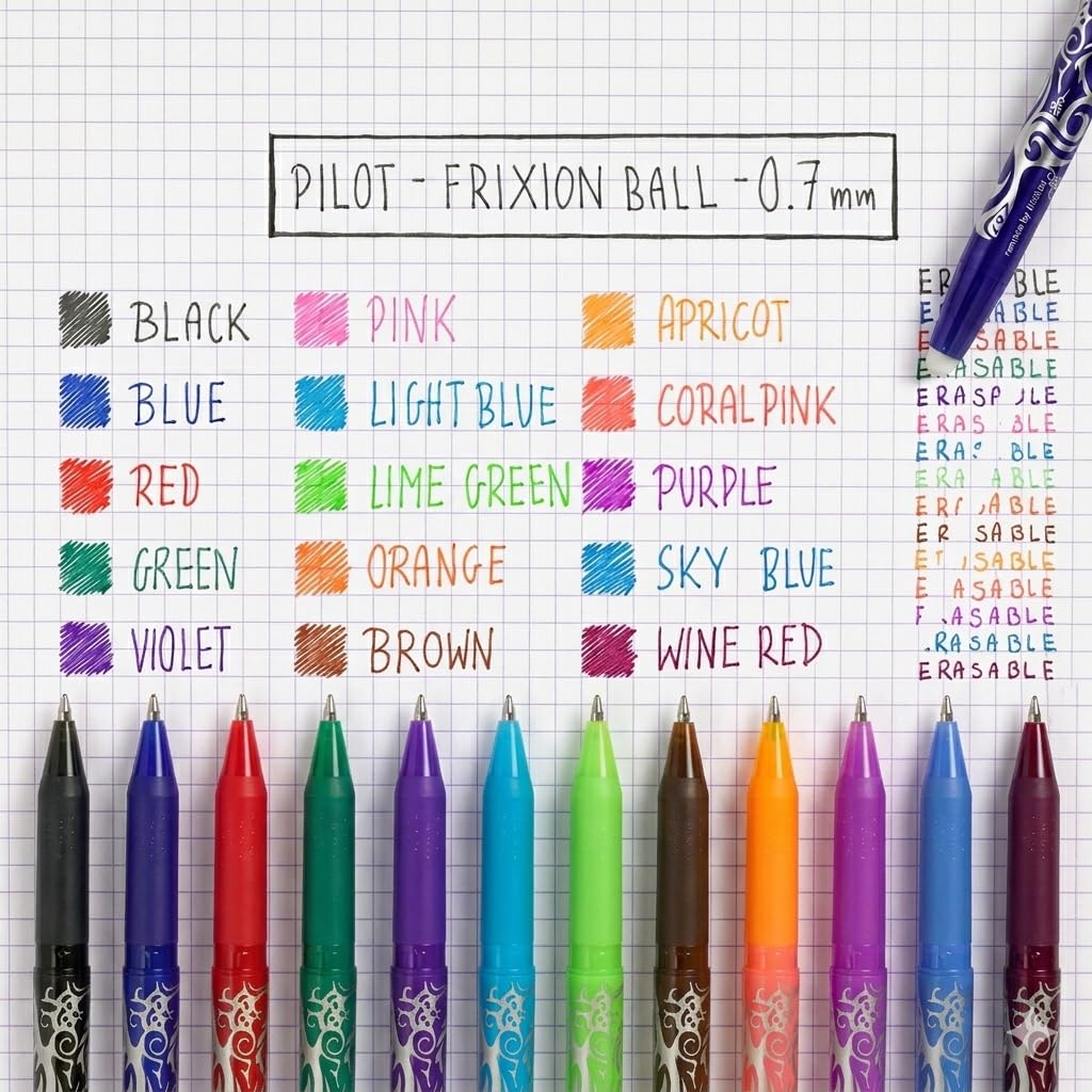 PILOT FriXion Ball Erasable Rollerball Pen - 0.7mm Tip | Pack of 5 Black Ink Pens 4