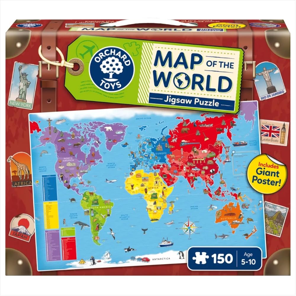 Orchard Toys Map of the World Jigsaw Puzzle - 150 Pieces | Educational | Ages 5-10
