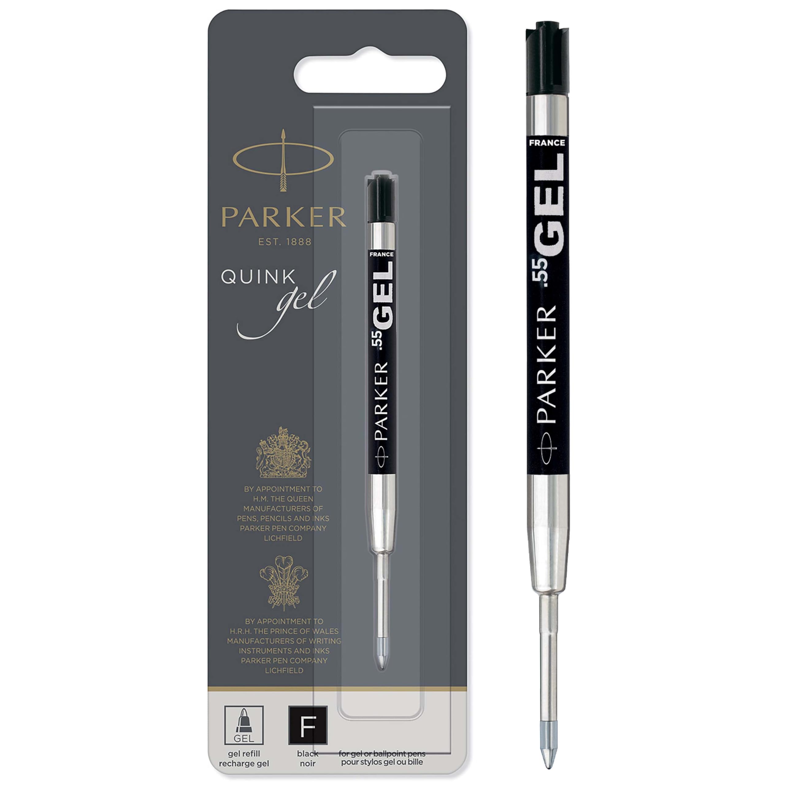 PARKER QUINK Gel Ink Refill - Fine Tip (0.5mm), Black Ink | Fits All PARKER Pens