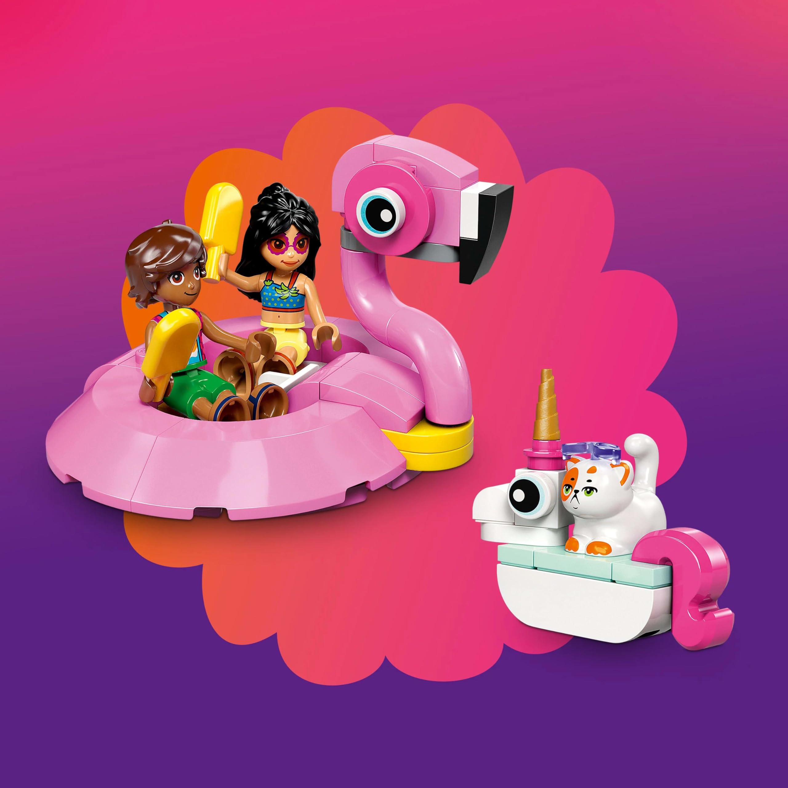 LEGO Friends Unicorn & Flamingo Pool Party Toy - 2 Mini Dolls, Buildable Floaties, 99-Piece Set for Kids 5+ 2