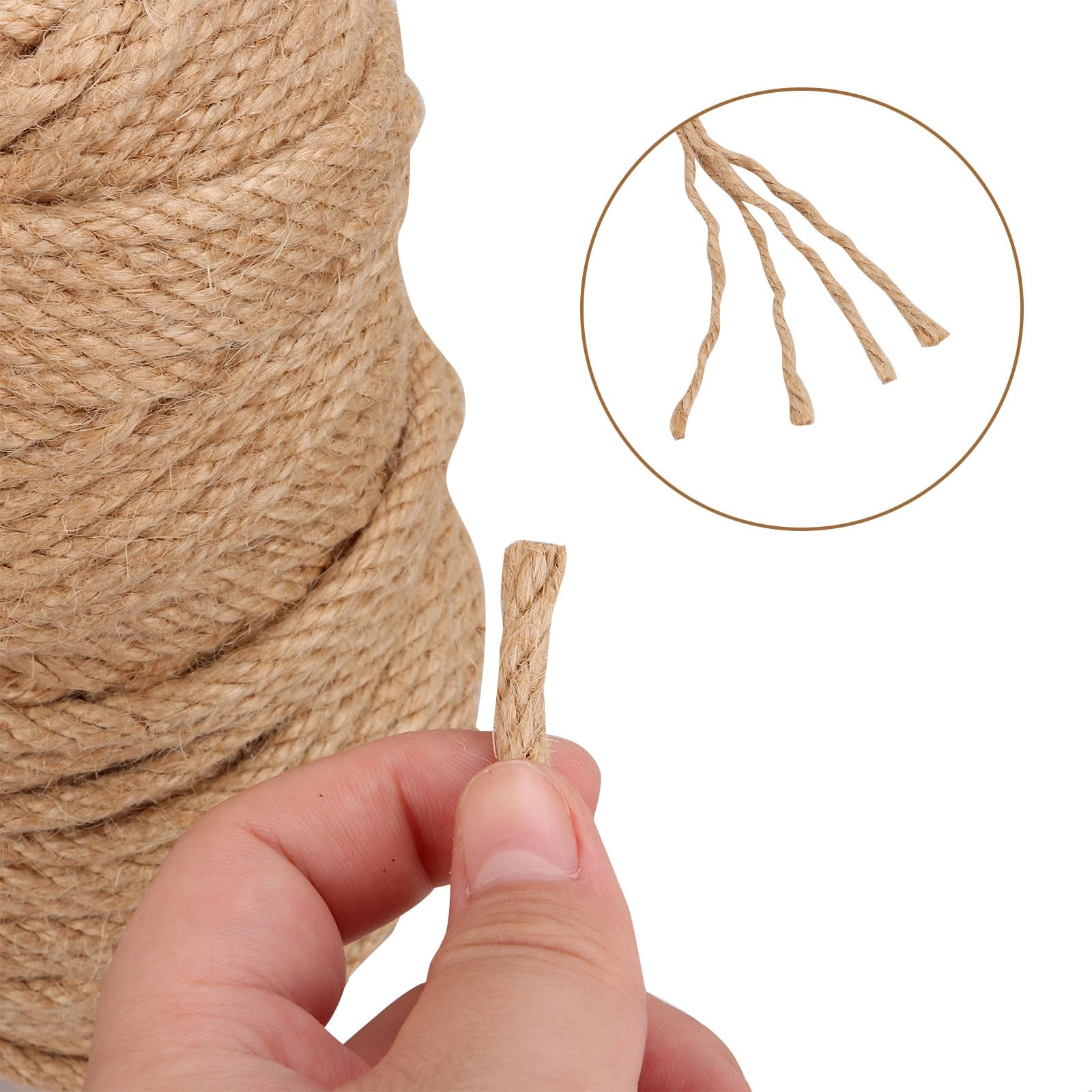 ASelected Natural Jute Rope - 50m x 6mm Durable Sisal Twine for Cat Scratcher Repair & DIY Projects 5