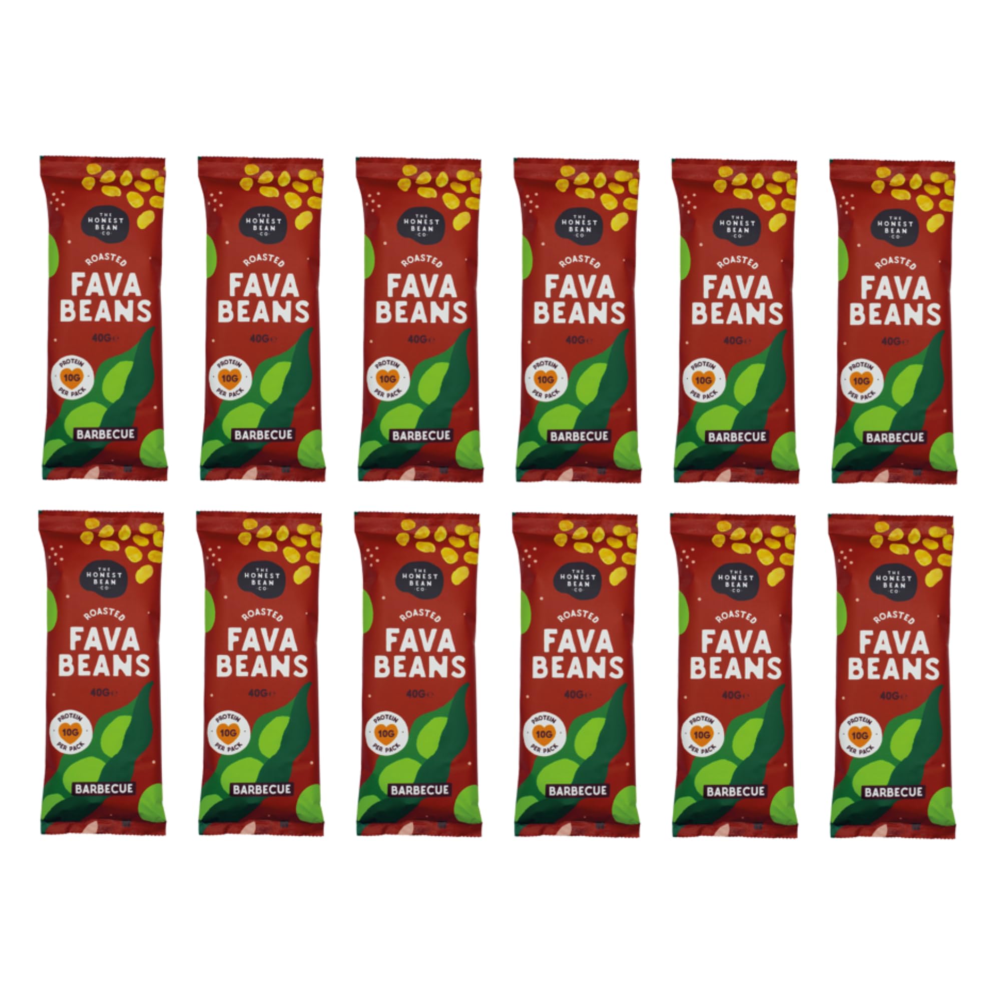 The Honest Bean Co Roasted Fava Bean BBQ - High Protein Vegan Snack | 40g Pack of 12 2