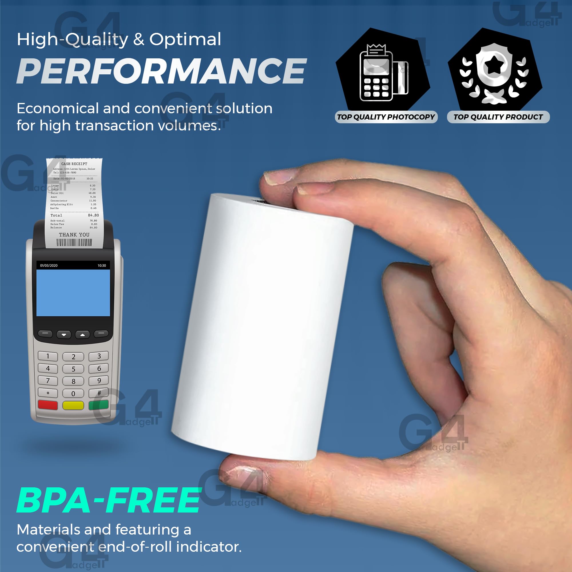 G4GADGET Thermal Paper Till Rolls - 20 Rolls, 57mm x 40m for Cash Registers & Credit Card Machines 3