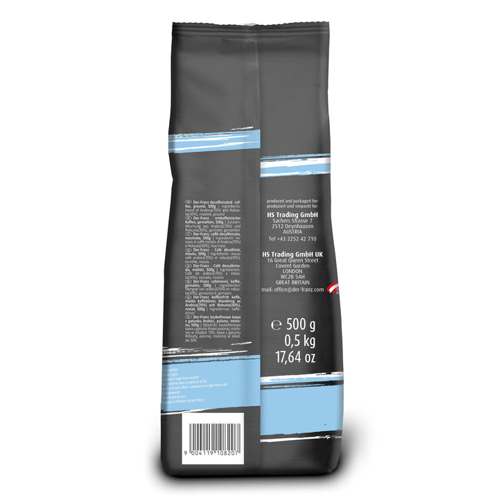 Der-Franz Decaffeinated Ground Coffee, 100% Arabica Blend, 2 x 500g