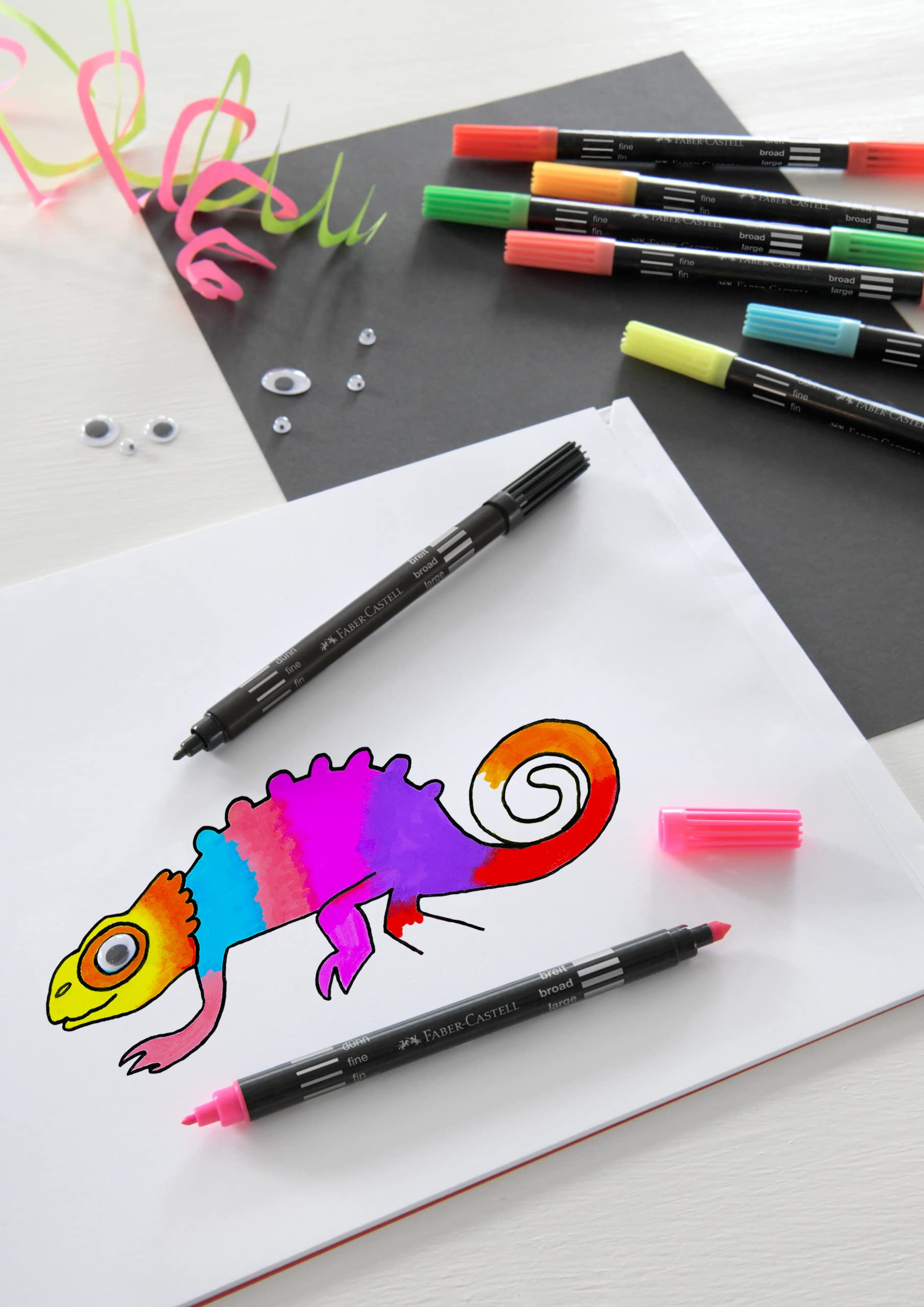 Faber-Castell Double-Ended Colour Felt Tip Pens - 20 Vibrant Colours | Dual Tip | Water-Based Ink 4