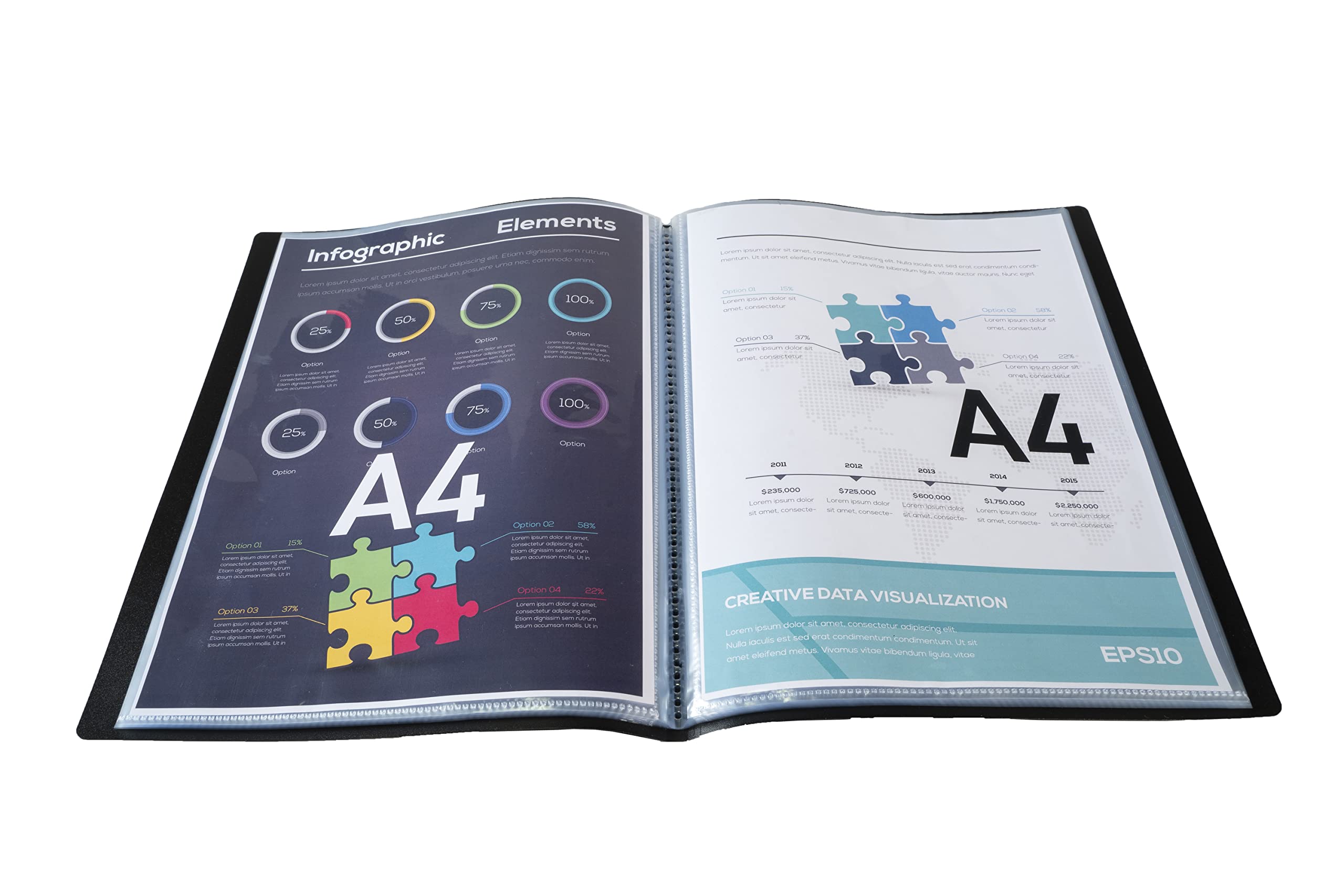 Exacompta Ref 8821E Semi-Rigid PP Display Book - A4, 20 Pockets (40 Views), Black Cover 3