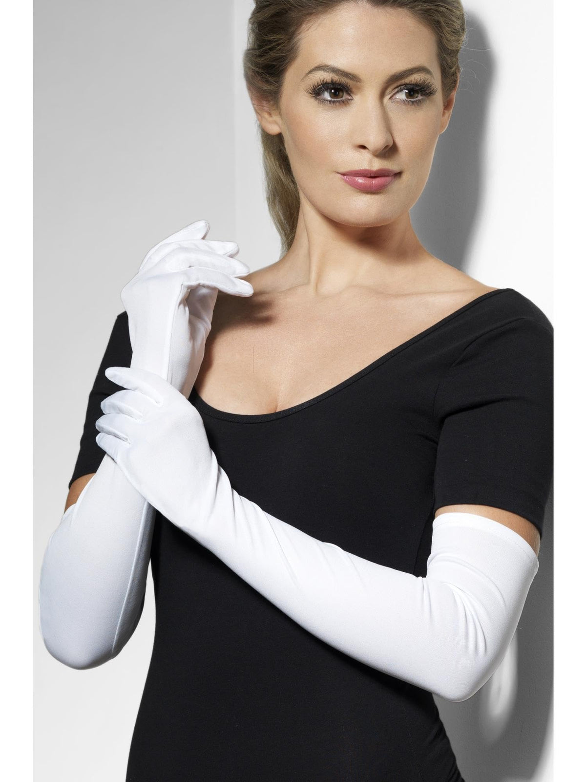 Smiffys Ladies Flapper Long Gloves - White | Elbow Length | Adult Size
