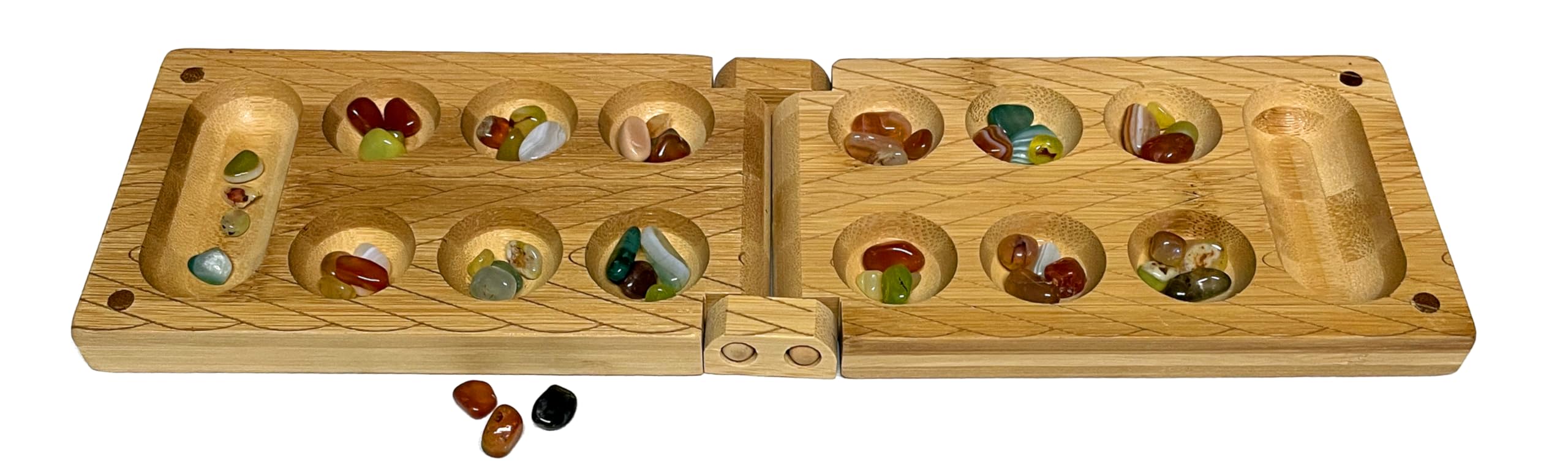 Project Genius Bamboo Travel Mancala - 2 Player Strategy Game | Portable Wood Board | Ages 8+