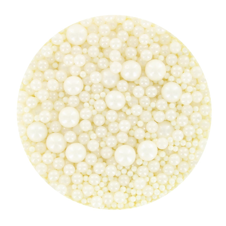 Baked with Love - White Pearl Sprinkles Mix | 100g Resealable Bottle | Mother of Pearl Sugar Balls for Cakes & Cupcakes
