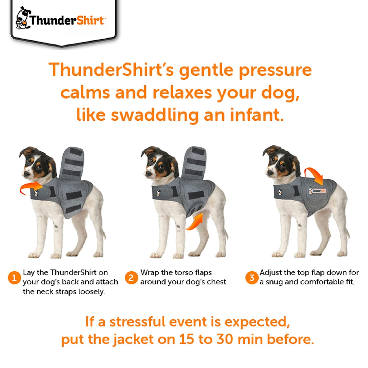 Thundershirt Anxiety Coat for Dogs - Large, Grey