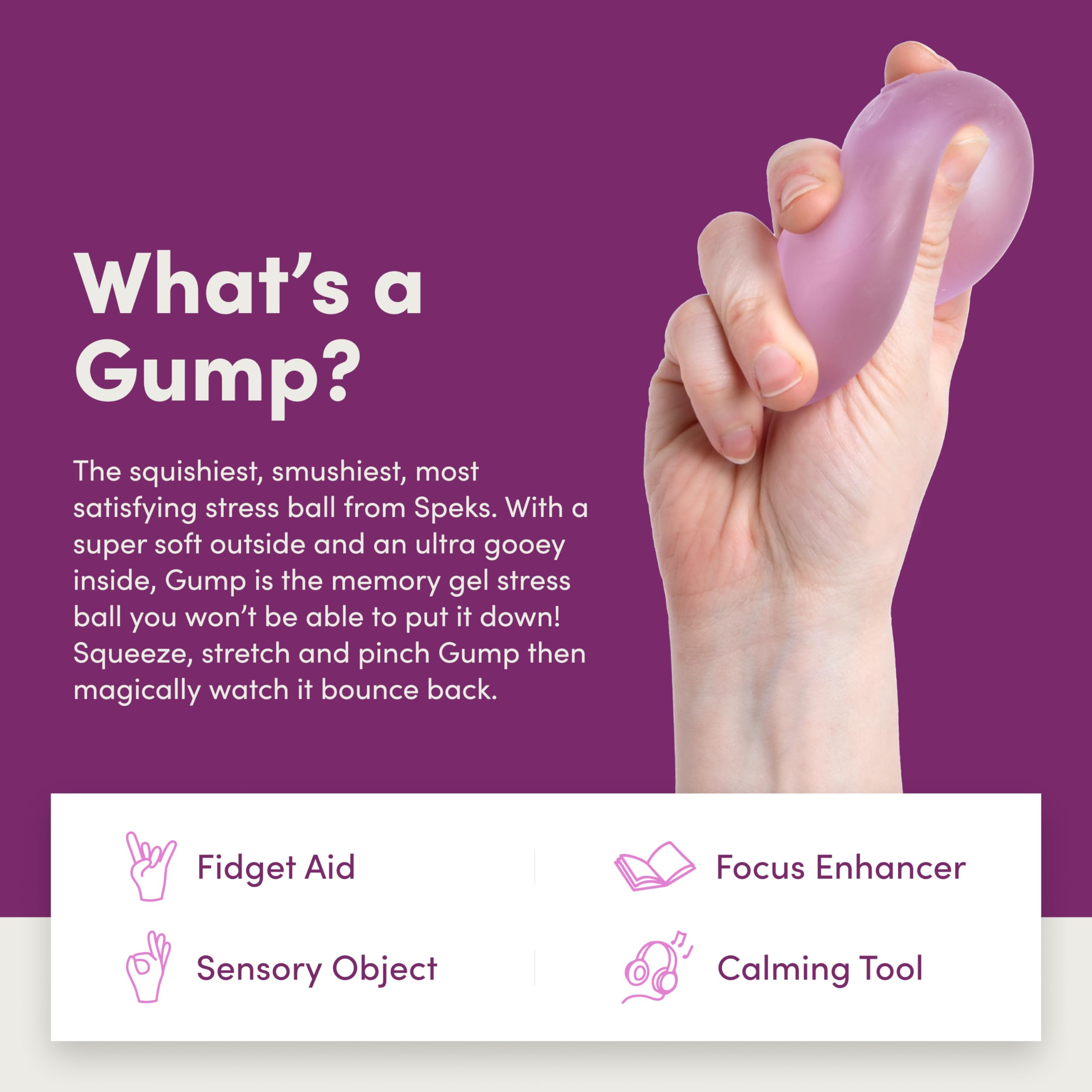 Speks Gump Stress Ball - Silky Soft Memory Gel Squishy Fidget Toy for Adults & Teens 14+ | Mist Color 3