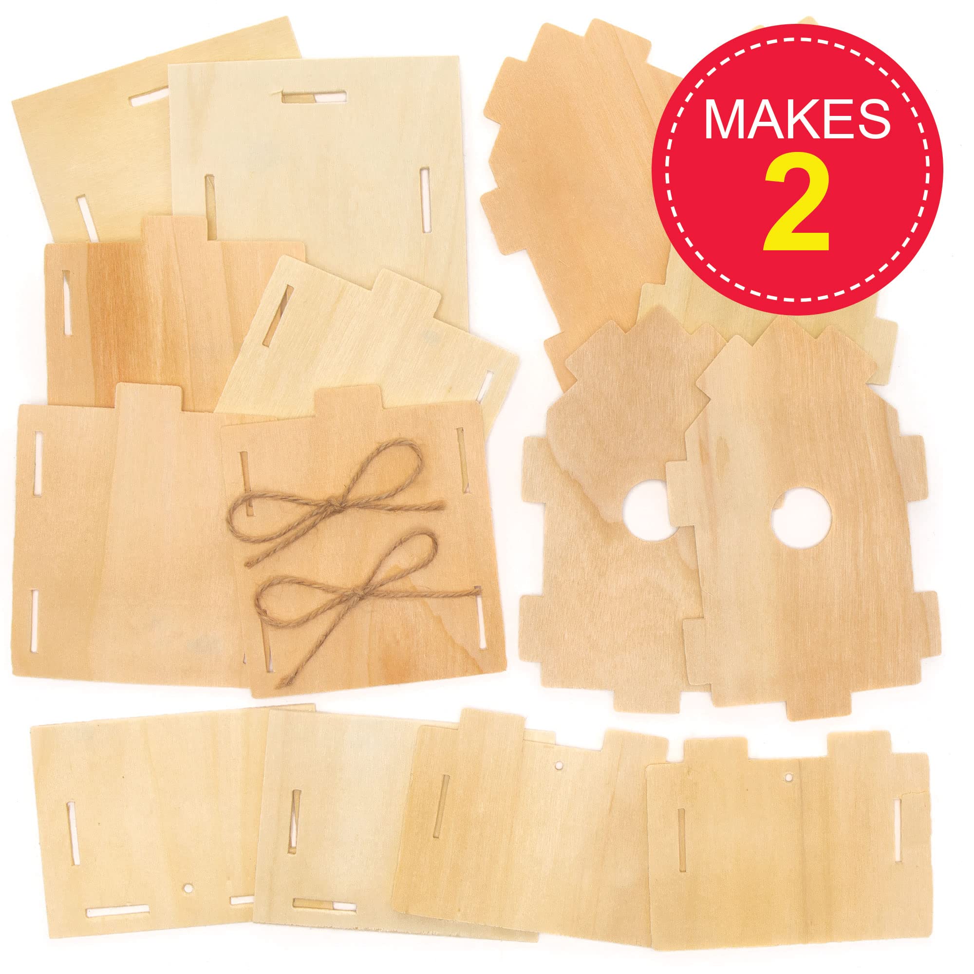 Baker Ross Wooden Birdhouse Kits for Kids to Make & Decorate | Pack of 2 | Ages 5+