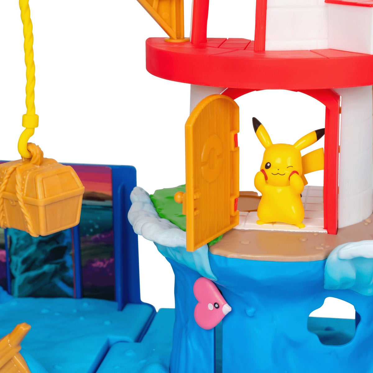 Jazwares Pokémon Carry Case Lighthouse Exploration Backpack Playset with Pikachu Battle Figure 3